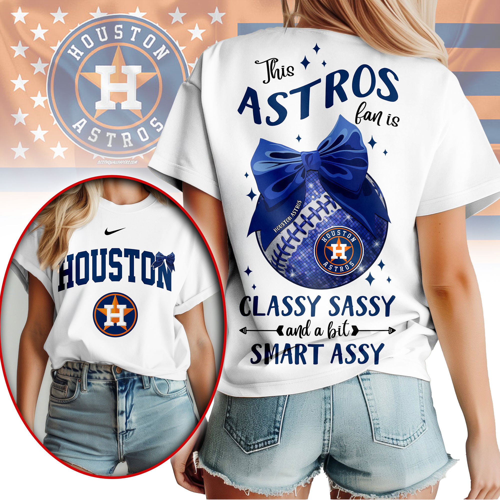 Houston Astros | Premium MLB Girly Bow 3D Shirt NY