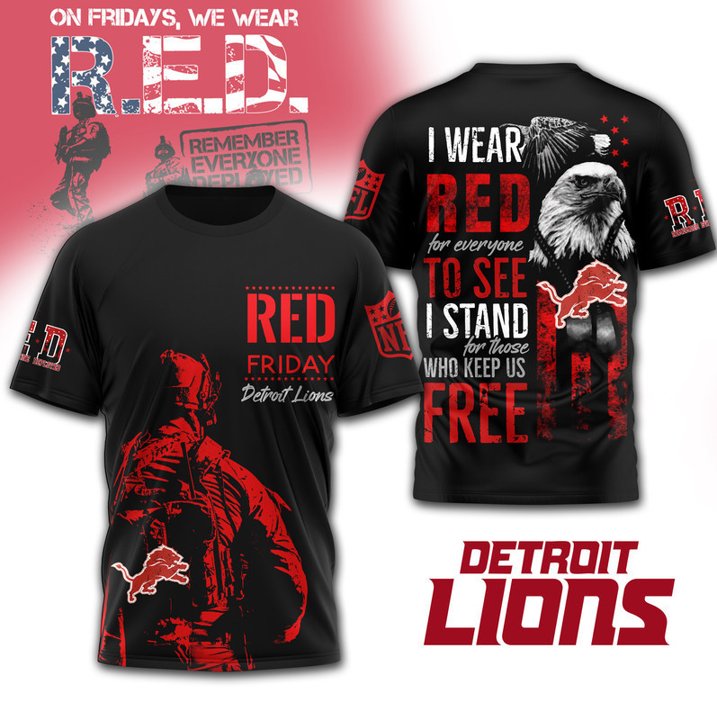Detroit Lions | Premium NFL RED Friday 3D Shirt HY