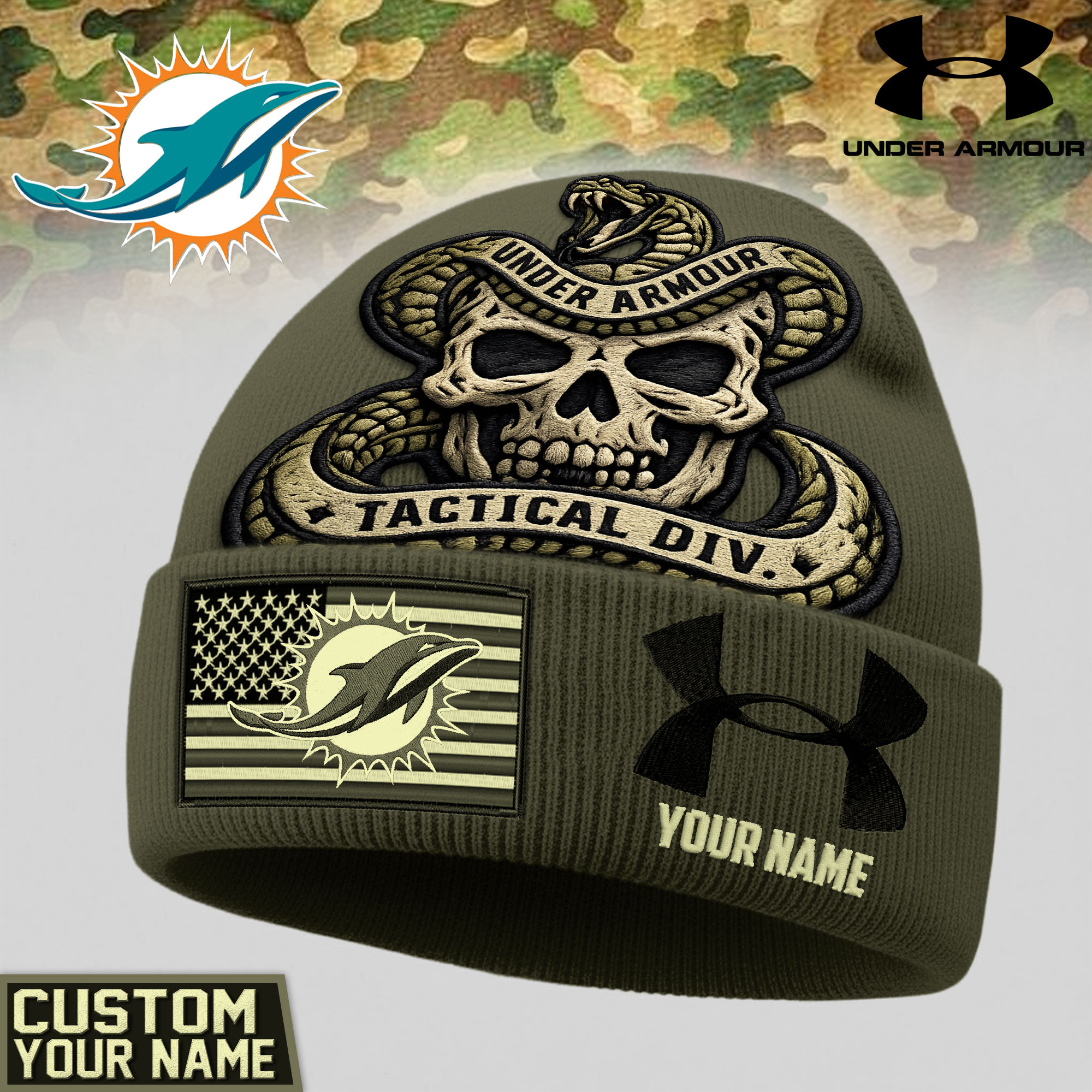 Miami Dolphins | Premium NFL Tactical DIV Under Armour Beanie Hat TD