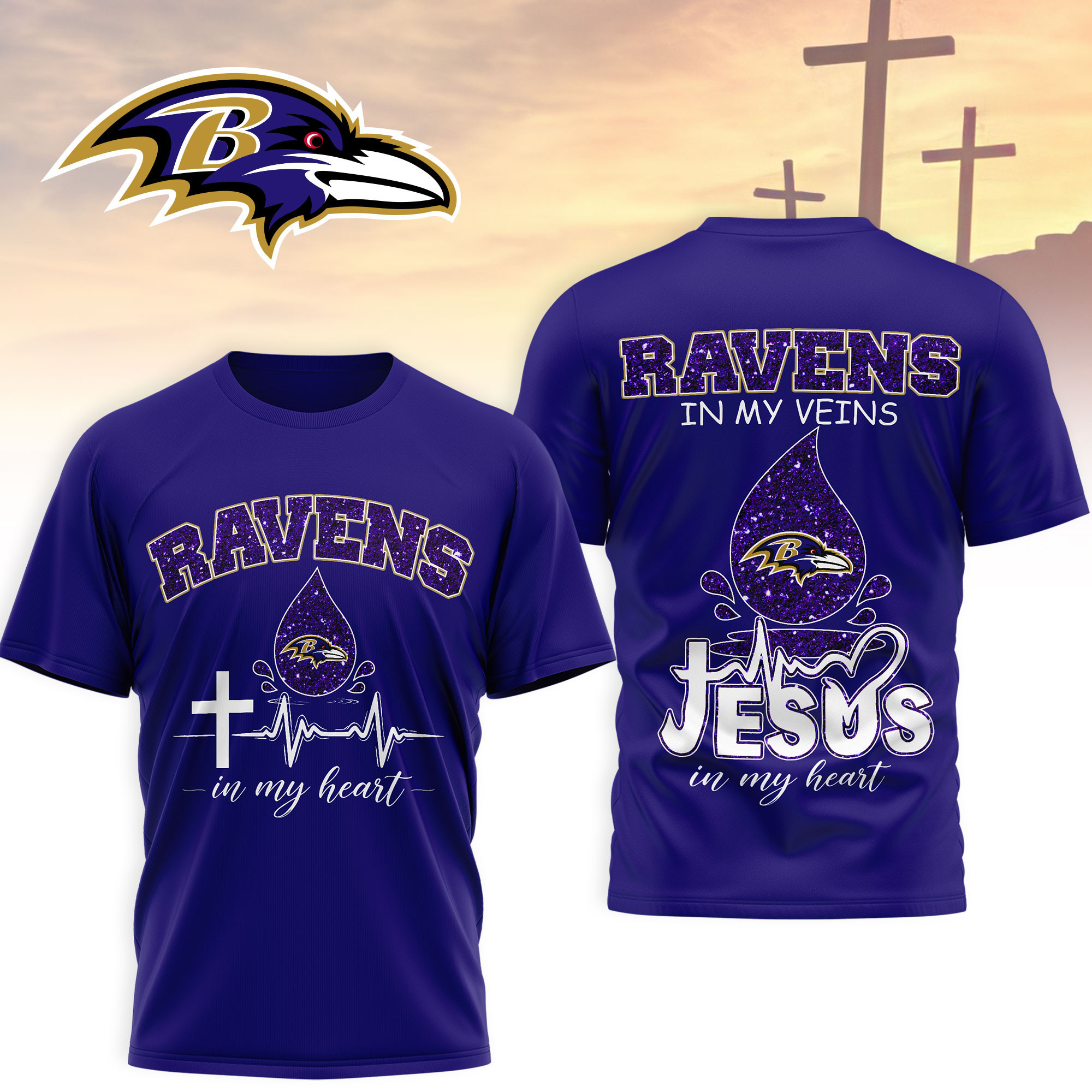 Baltimore Ravens | Premium NFL Jesus In My Heart 3D Shirt NTH1