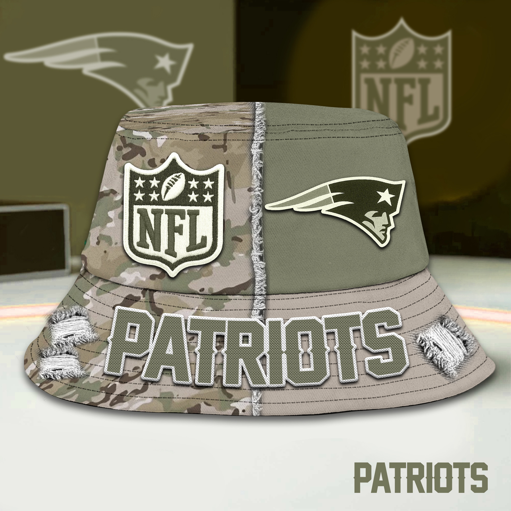 New England Patriots | Premium NFL Army Bucket Hat TD