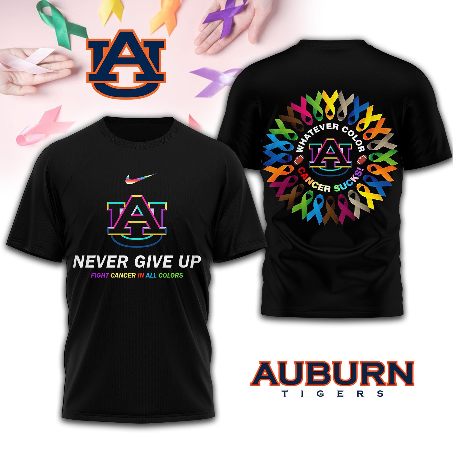 Auburn Tigers | Premium NCAA FIGHT CANCER IN ALL COLORS 3D Shirt TD