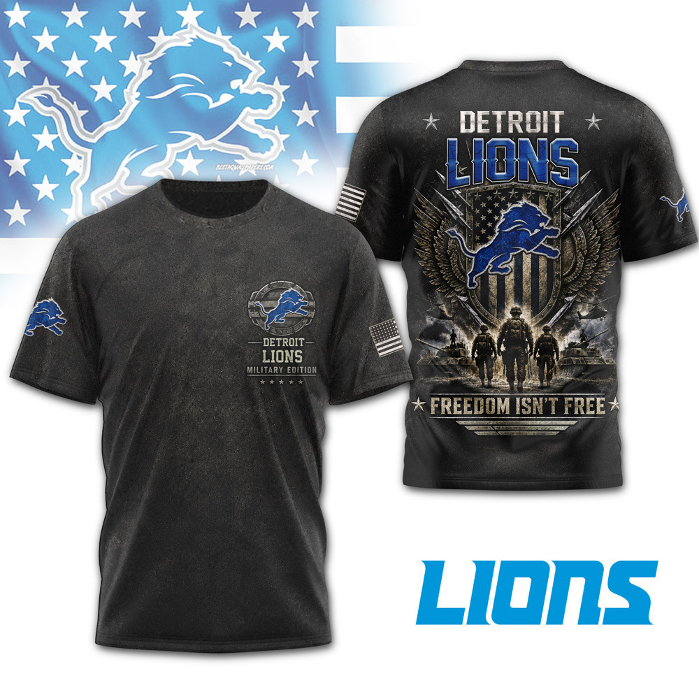 Detroit Lions | Premium NFL Freedom Team Military 3D Shirt NTH1