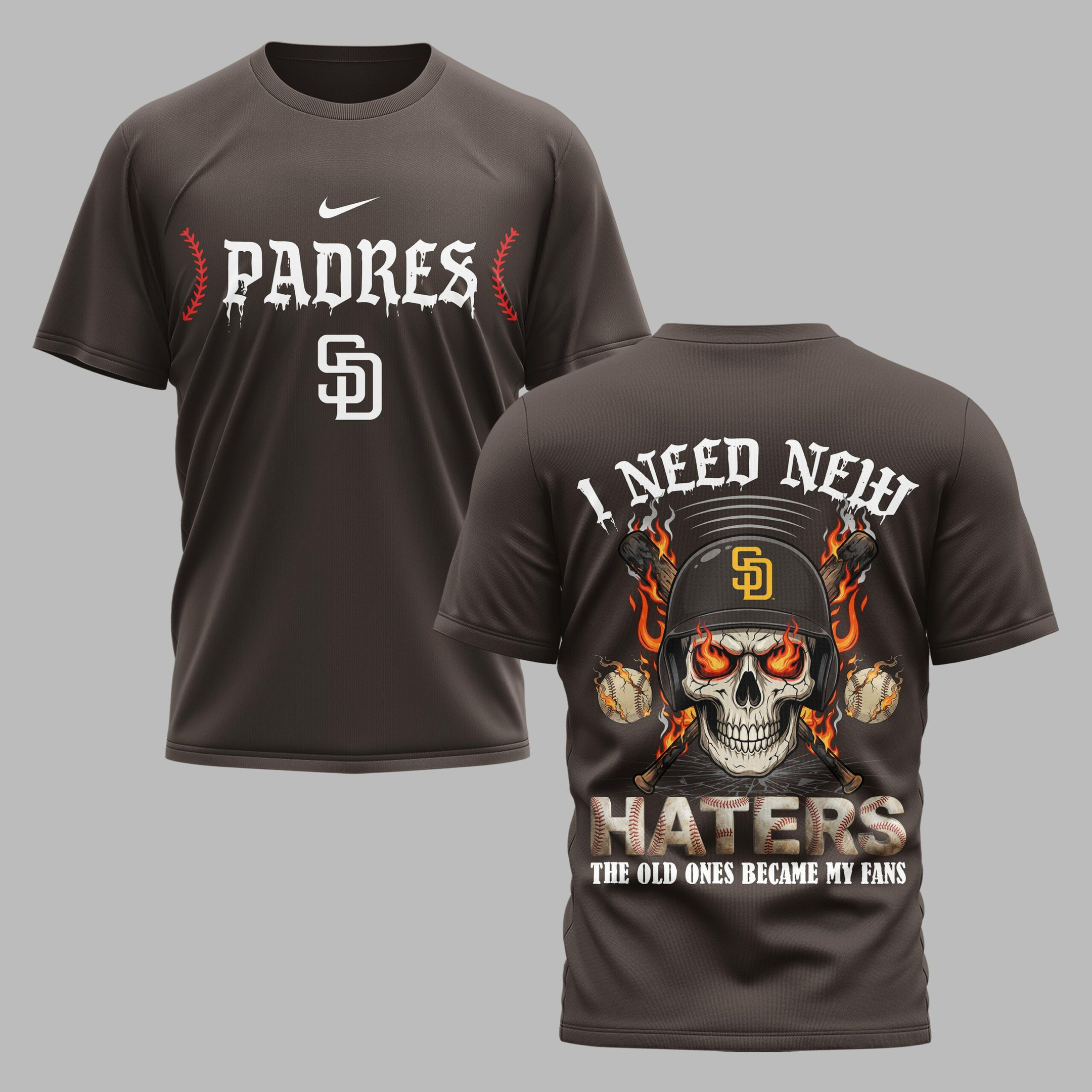 San Diego Padres X Fire Skull Baseball Premium T Shirt