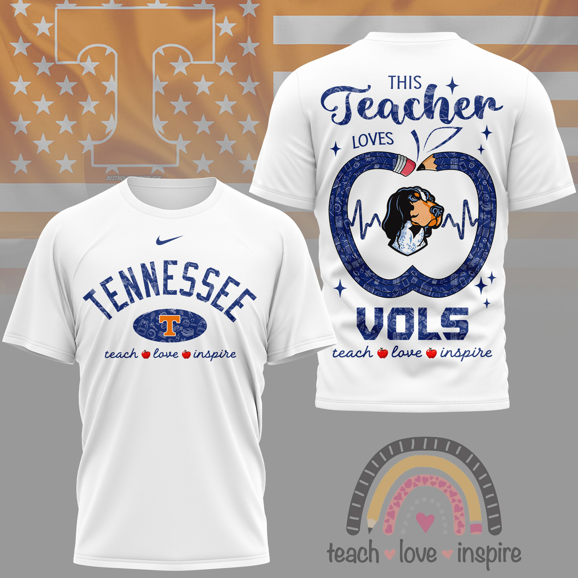 Tennessee Volunteers | Premium NCAA Teacher Love Inspire 3D T-Shirt NY