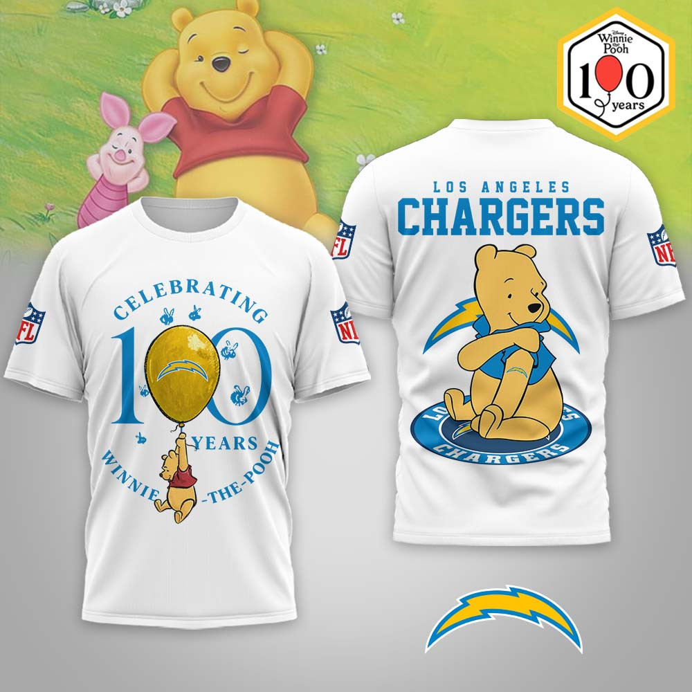 Los Angeles Chargers | Premium NFL Winnie The Pooh 100th Anniversary 3D Shirt MM