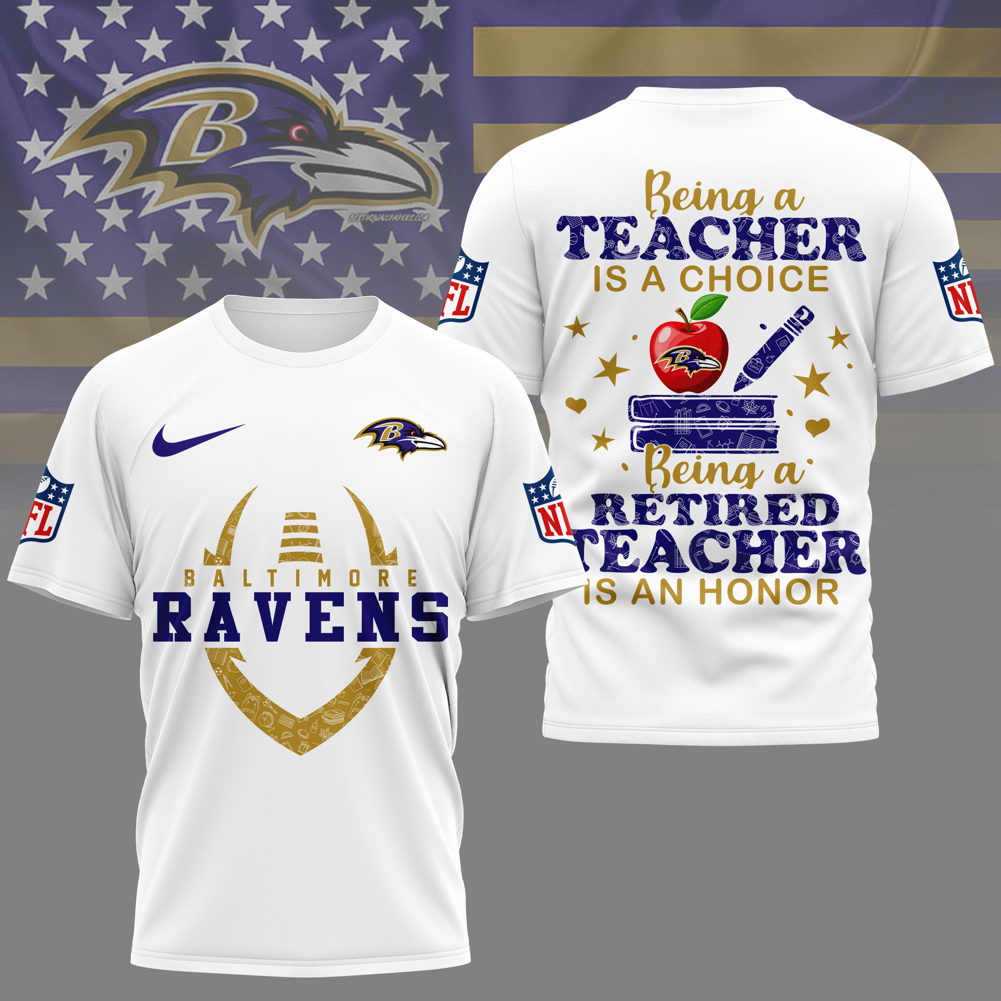 Baltimore Ravens | Premium NFL Teacher Honor 3D Shirt NY