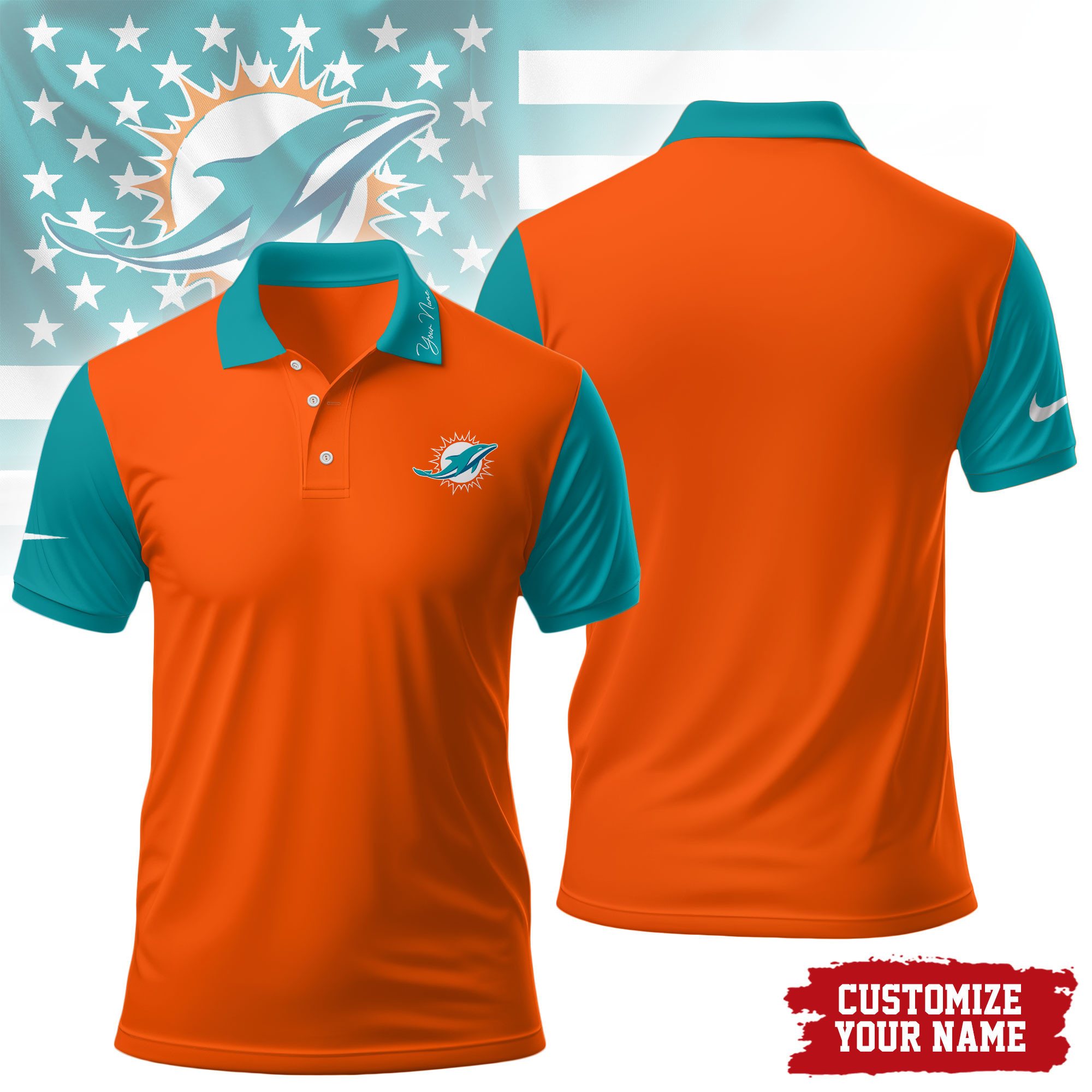 Miami Dolphins | Premium NFL Touchdown Custom Polo NTH1