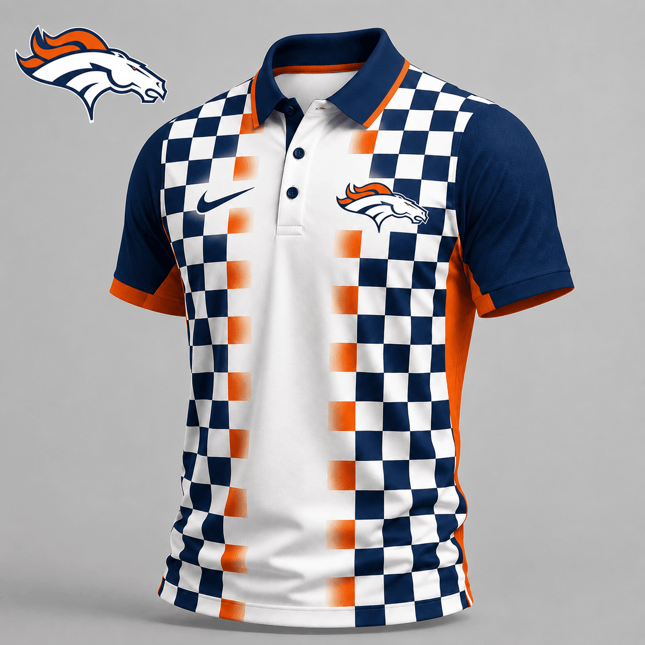 Denver Broncos | Premium NFL Checkered Fade Polo Shirt NY