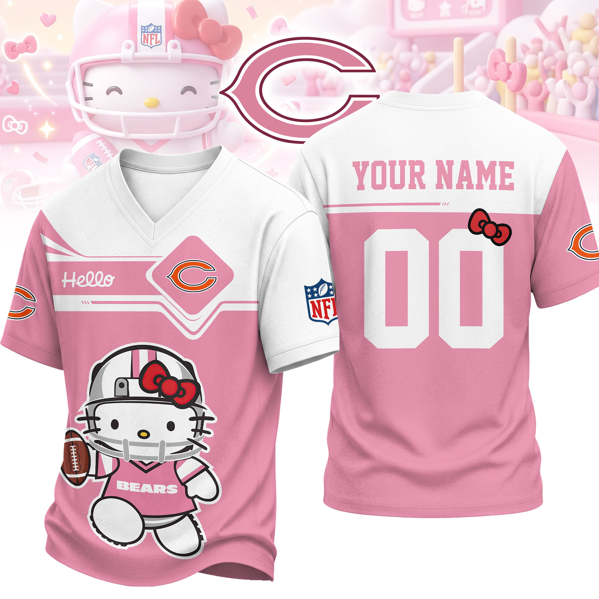 Chicago Bears | Premium NFL Touchdown Kitty V-Neck Jersey NTH1