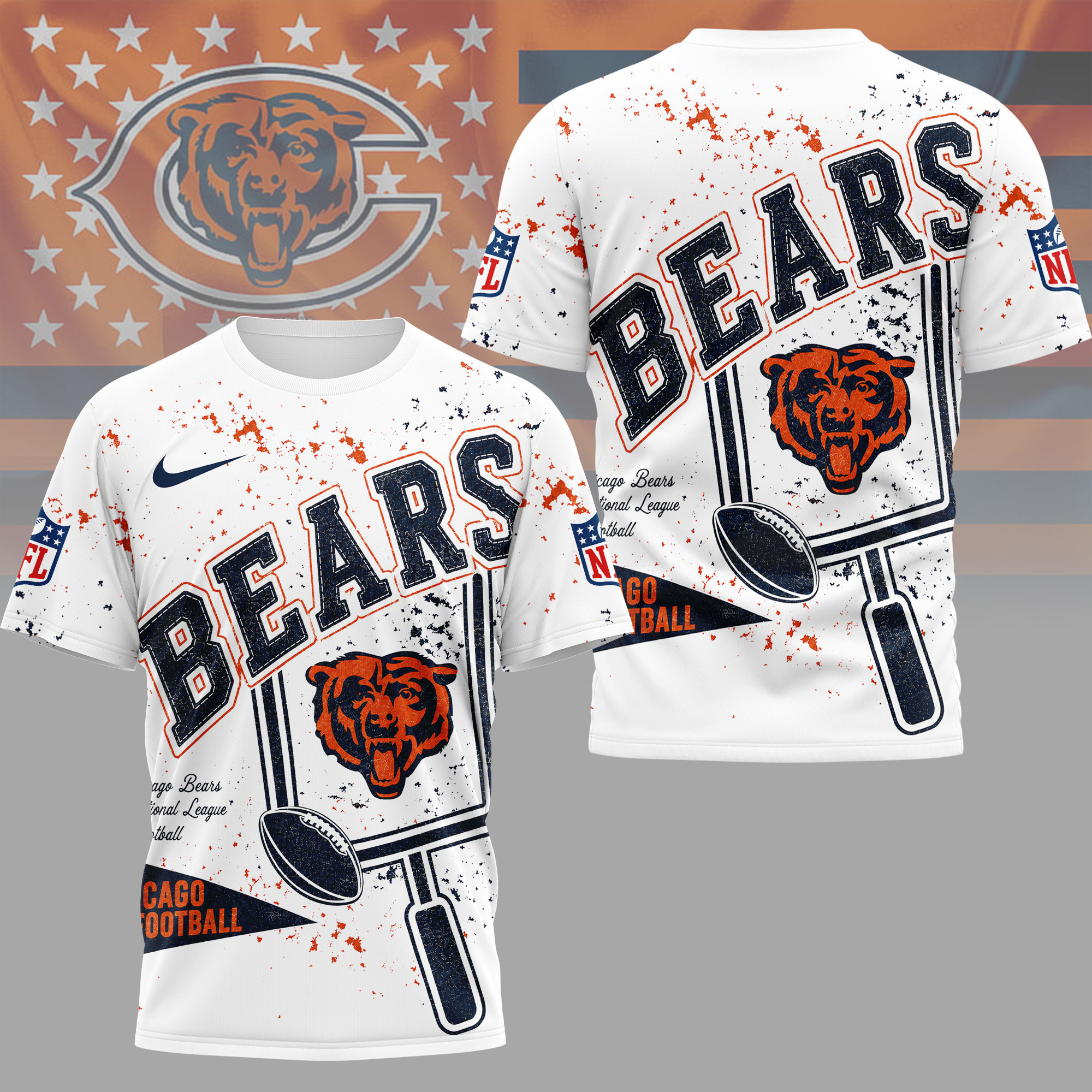 Chicago Bears | Premium NFL Vintage Splatter Graphic 3D Shirt NY