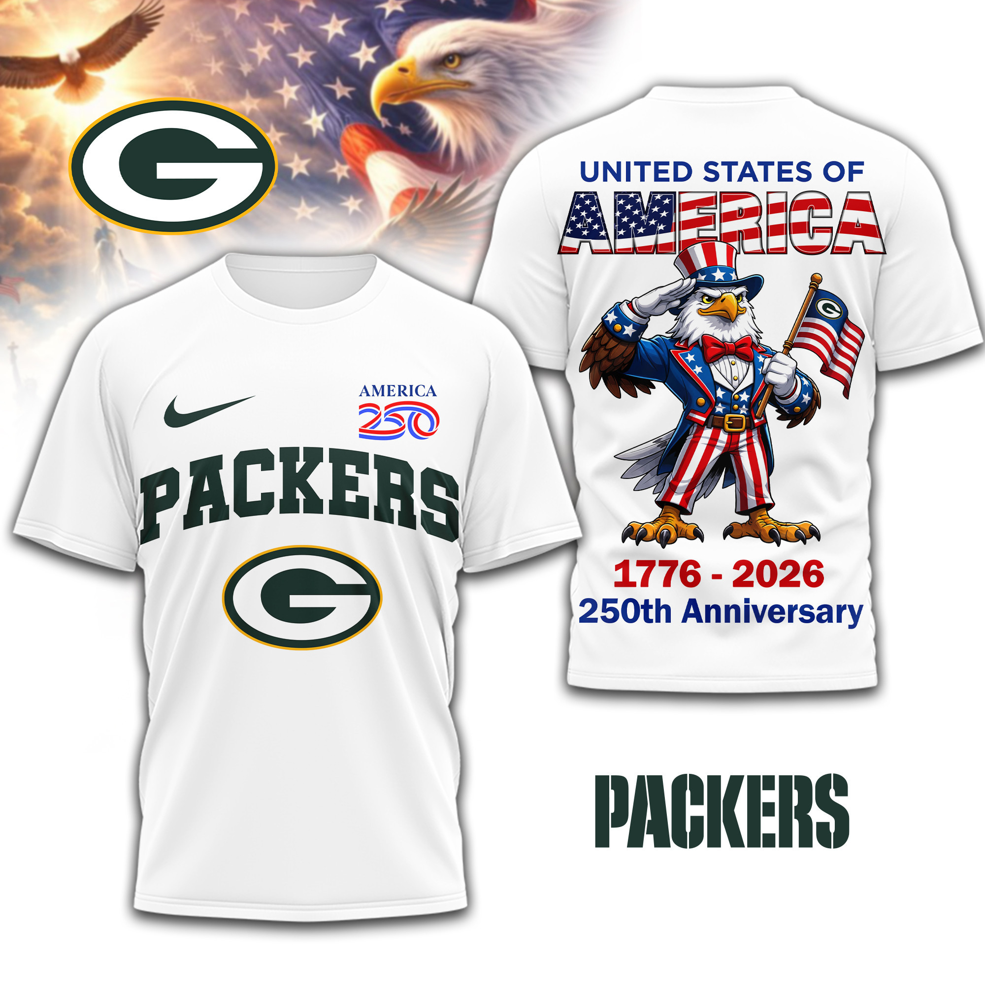 Green Bay Packers | Premium NFL American 250 3D Shirt TD
