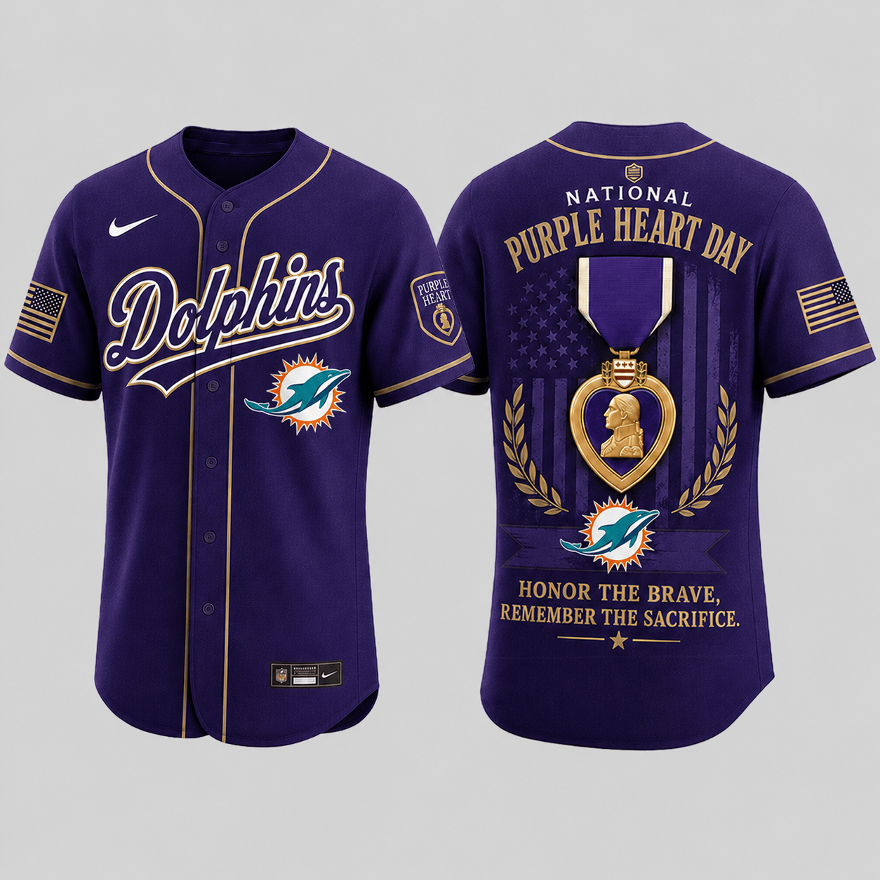 Miami Dolphins | Premium NFL Purple Heart Day Jersey Shirt TD