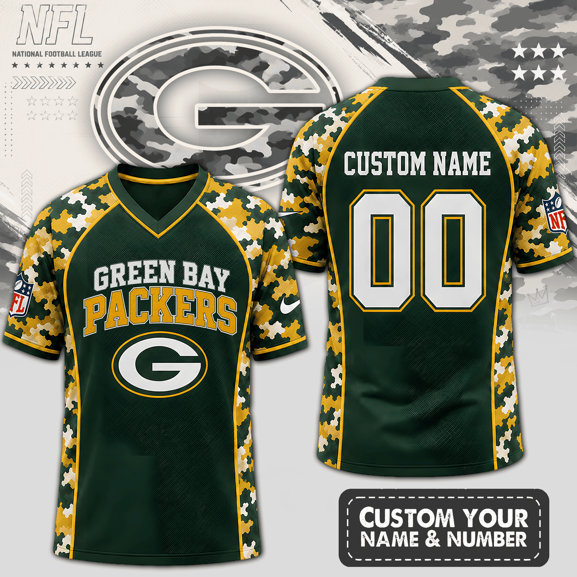 Green Bay Packers | Premium NFL Born for Game Day V-Neck Jersey NTH1