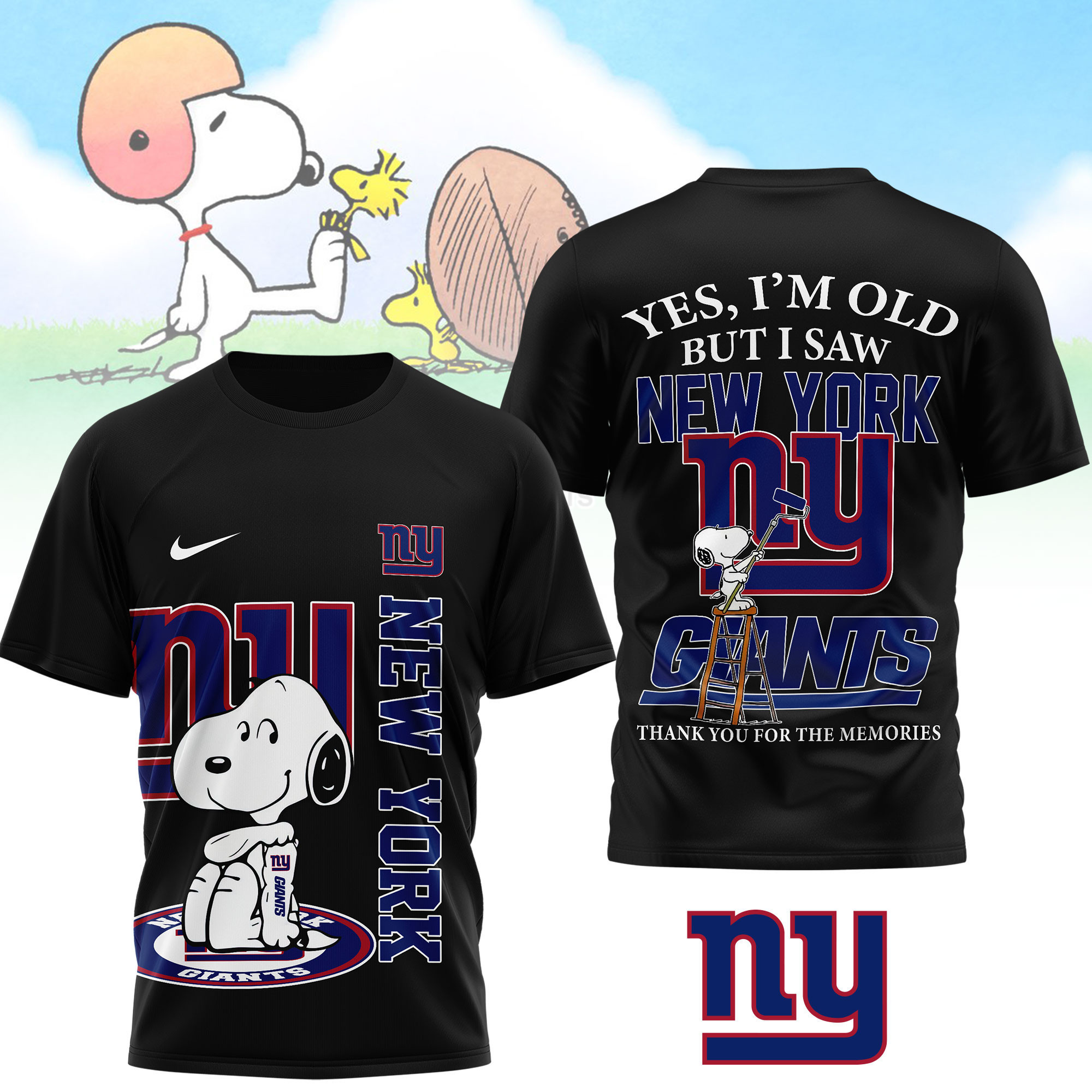 New York Giants | Premium NFL Snoopy Graphic 3D T-Shirt NTH1