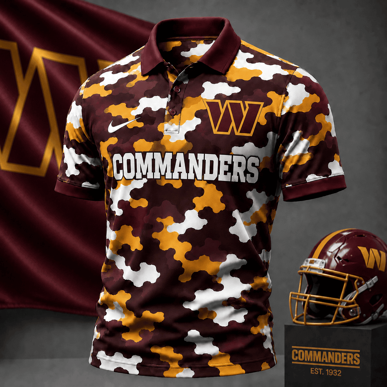 Washington Commanders| Premium NFL Camo Polo Shirt NY