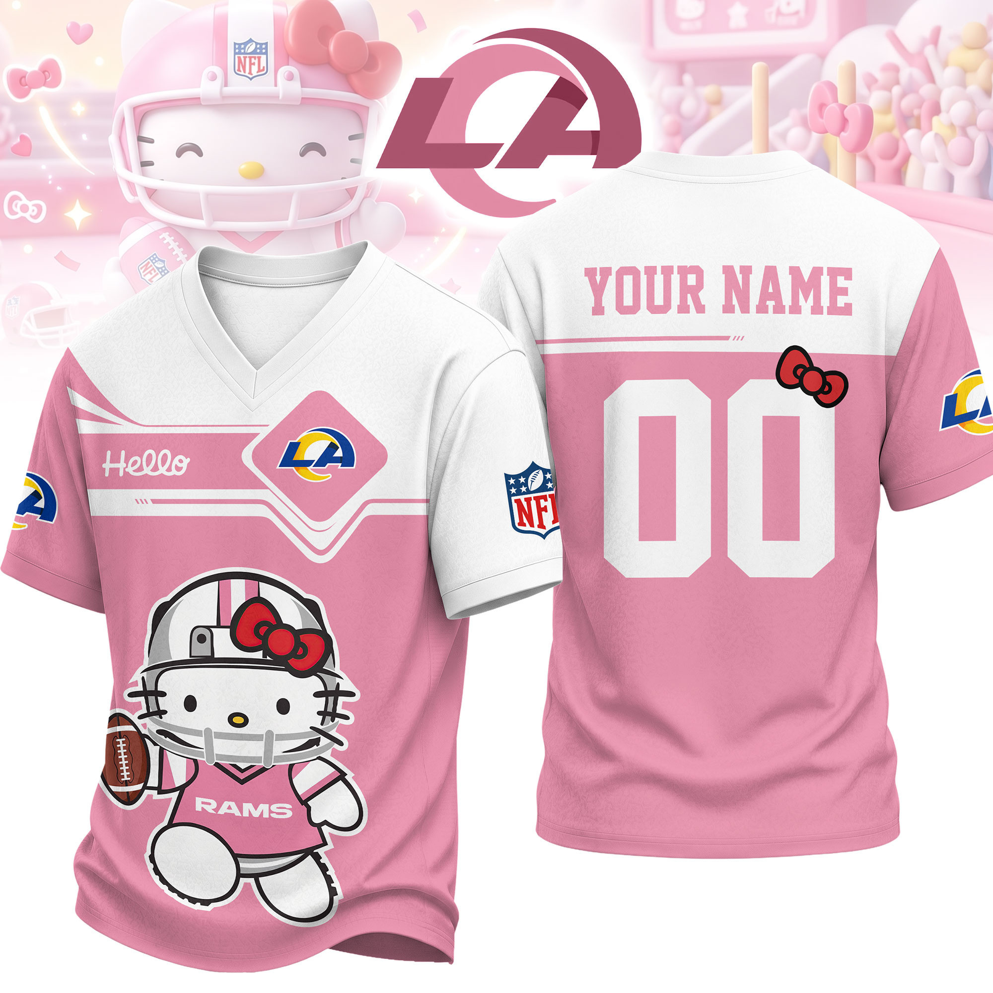 Los Angeles Rams | Premium NFL Touchdown Kitty V-Neck Jersey NTH1