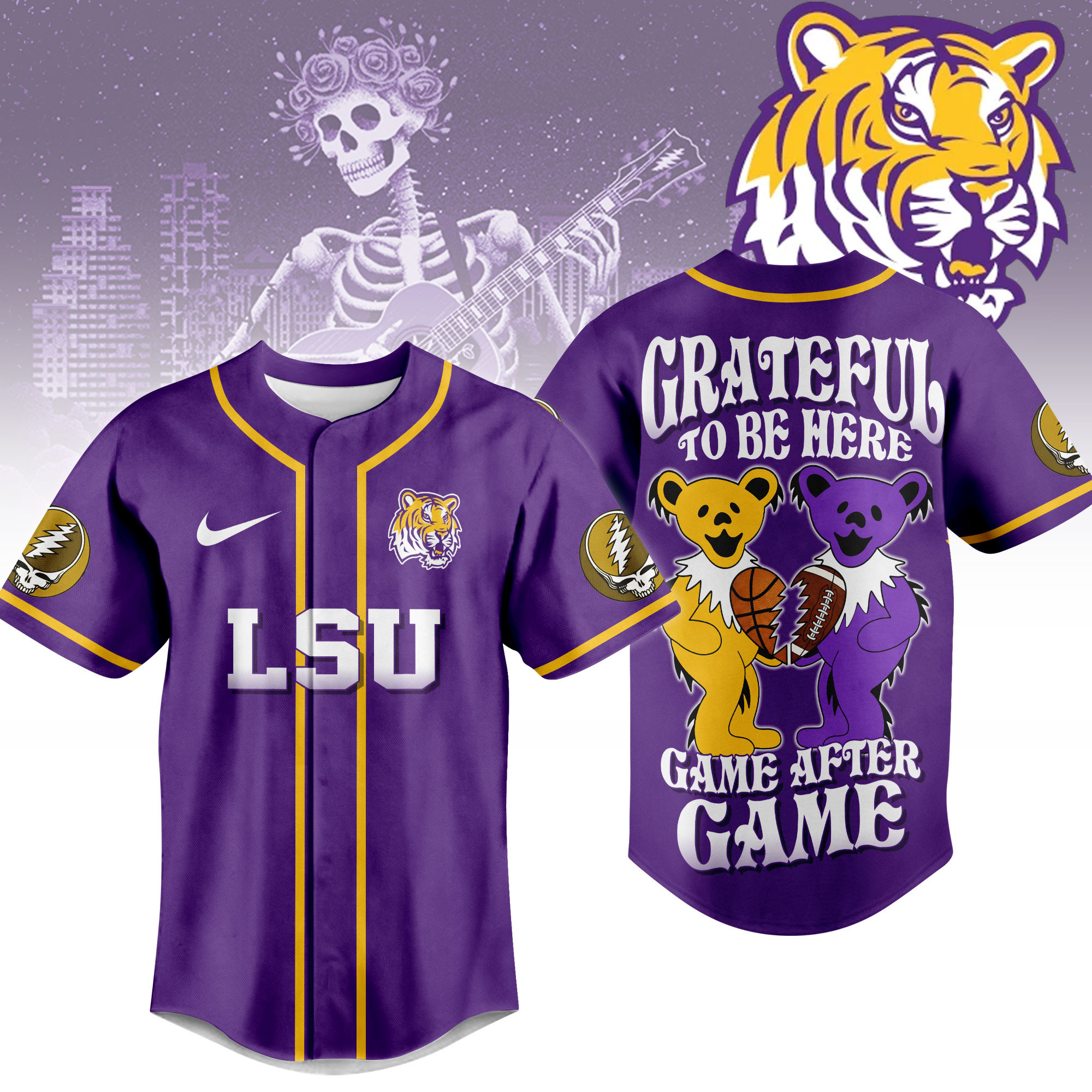 LSU Tigers | Premium College Grateful Sports Jersey NTH1