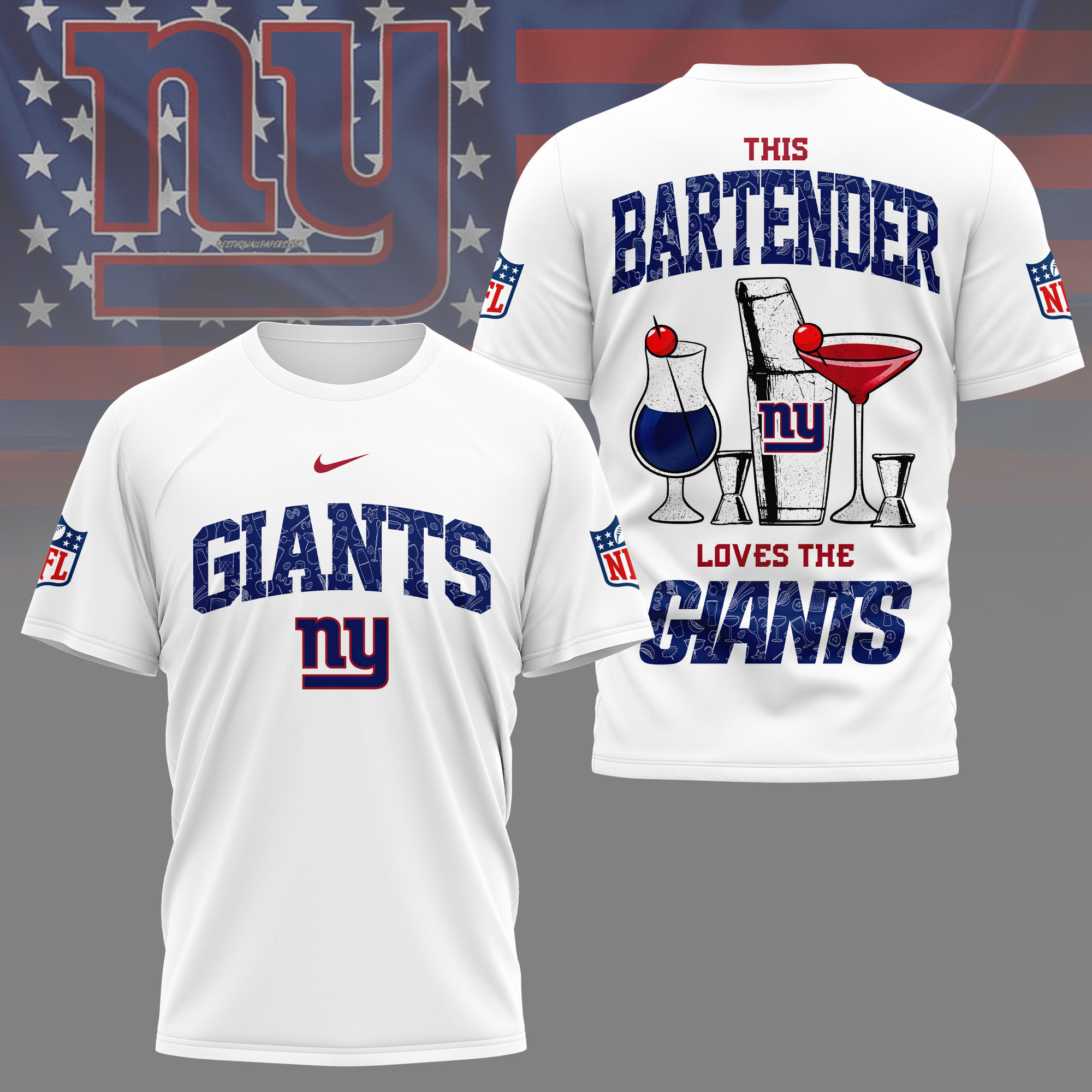 New York Giants | Premium NFL Bartender Fan 3D Shirt NY