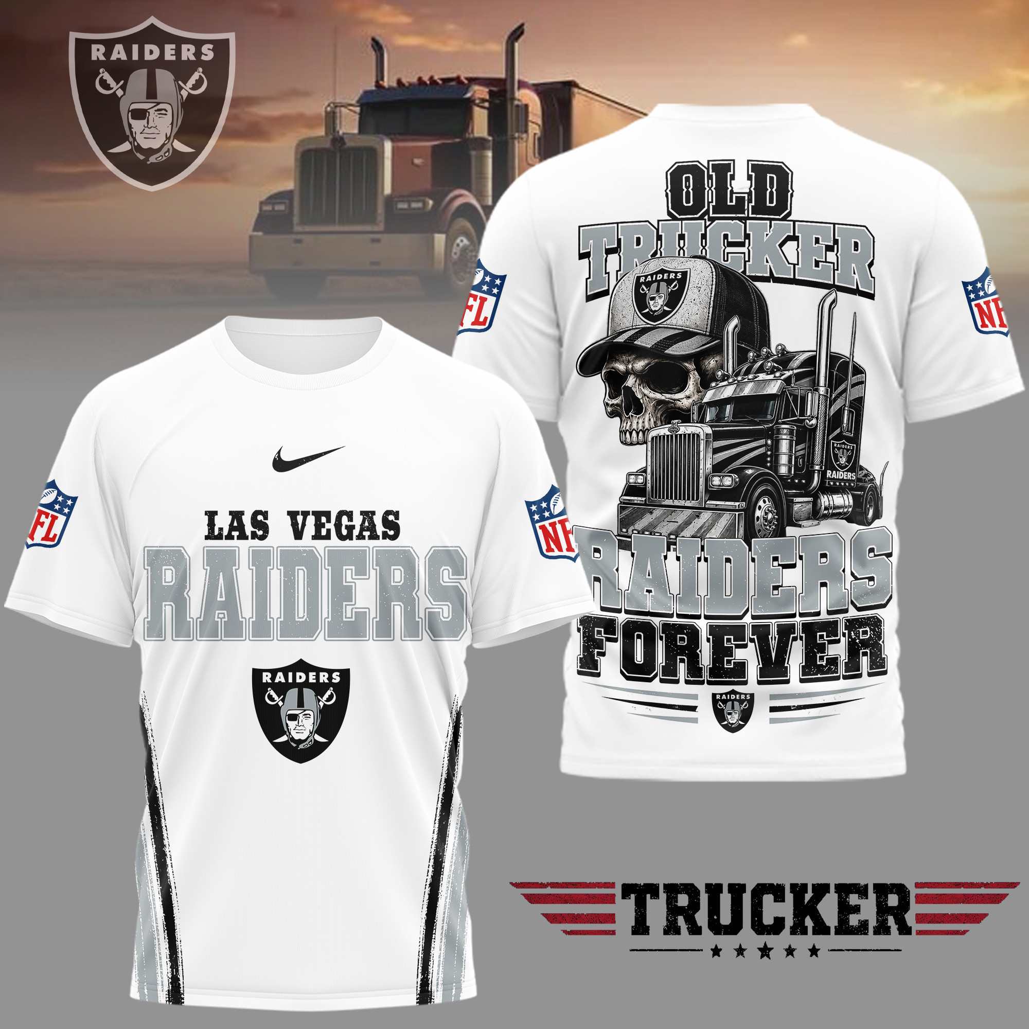 Las Vegas Raiders | Premium NFL Old Trucker Fan 3D Shirt TD