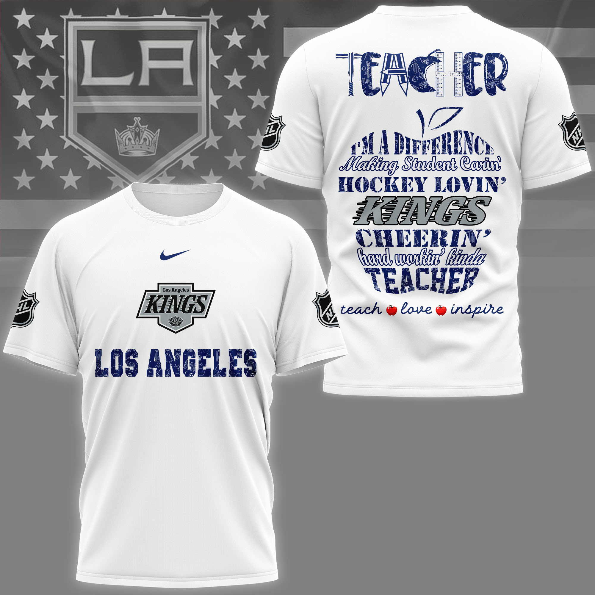Los Angeles Kings | Premium NHL Teacher Pride 3D Shirt NY