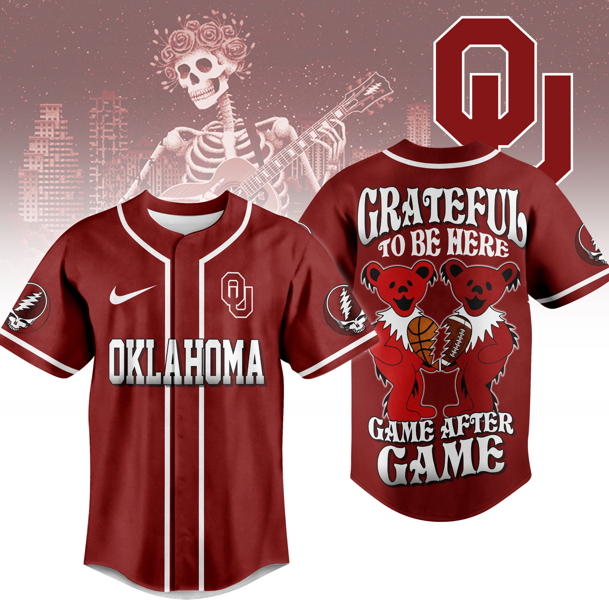 Oklahoma Sooners | Premium College Grateful Sports Jersey NTH1