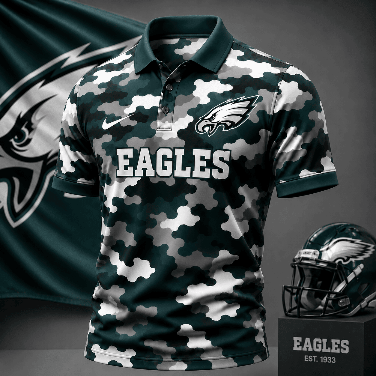 Philadelphia Eagles | Premium NFL Camo Polo Shirt NY