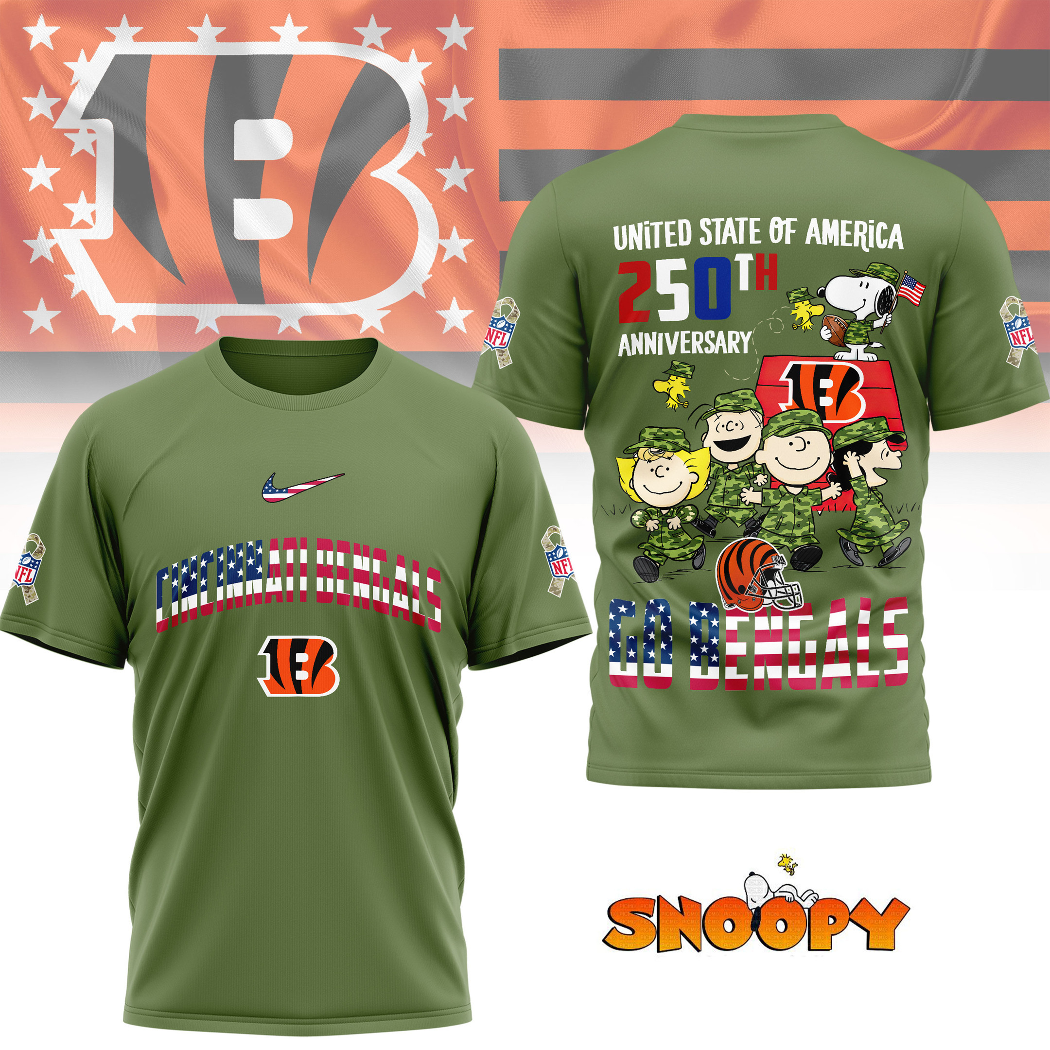 Cincinnati Bengals | Premium NFL Freedom 250 3D Shirt NY