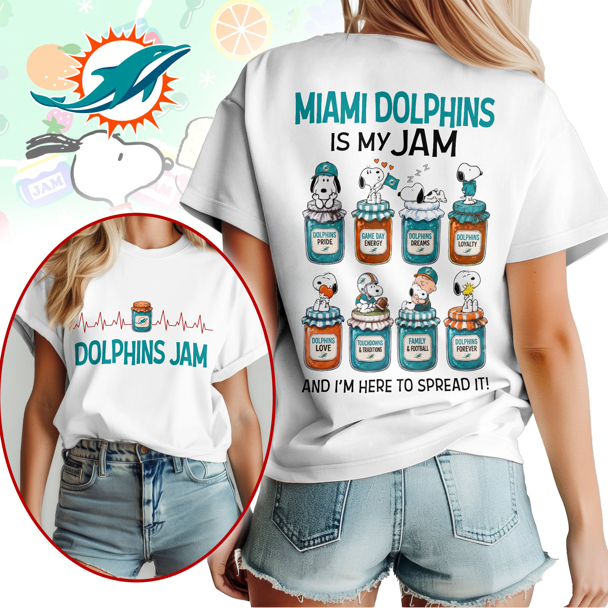 Miami Dolphins | Premium NFL Jam Peanuts Football Fan 3D Shirt NY