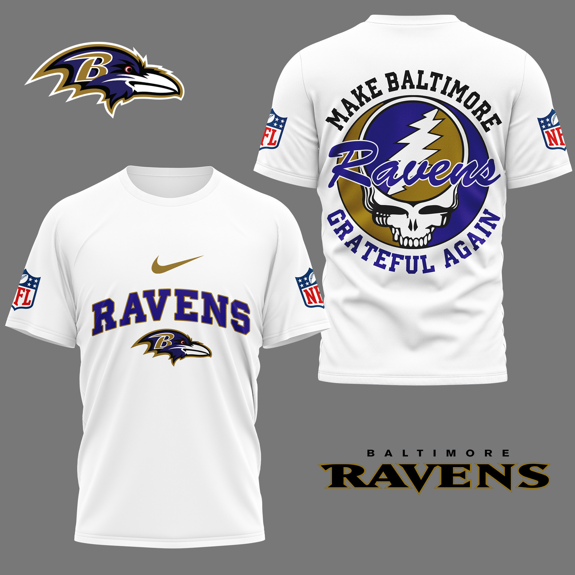 Baltimore Ravens | Premium NFL Grateful Game Day 3D Shirt NY