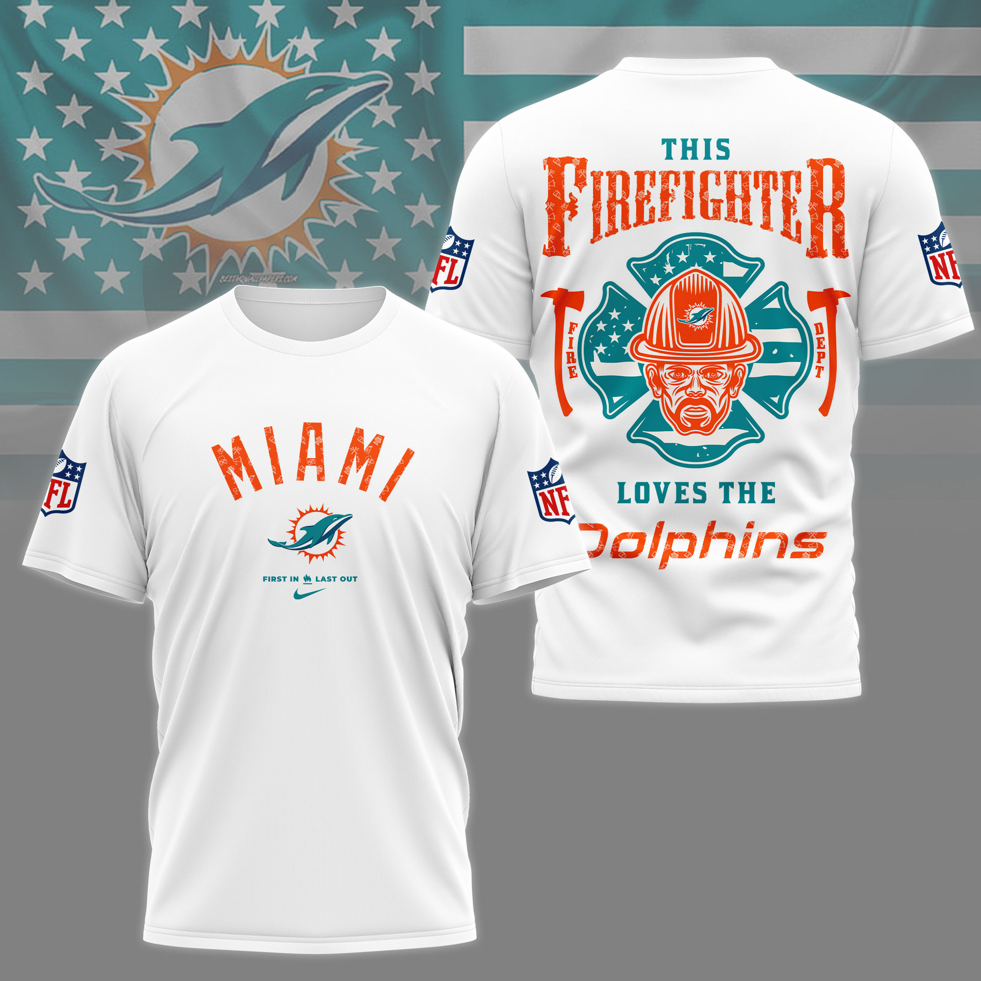 Miami Dolphins | Premium NFL Firefighter Tribute 3D Shirt NY