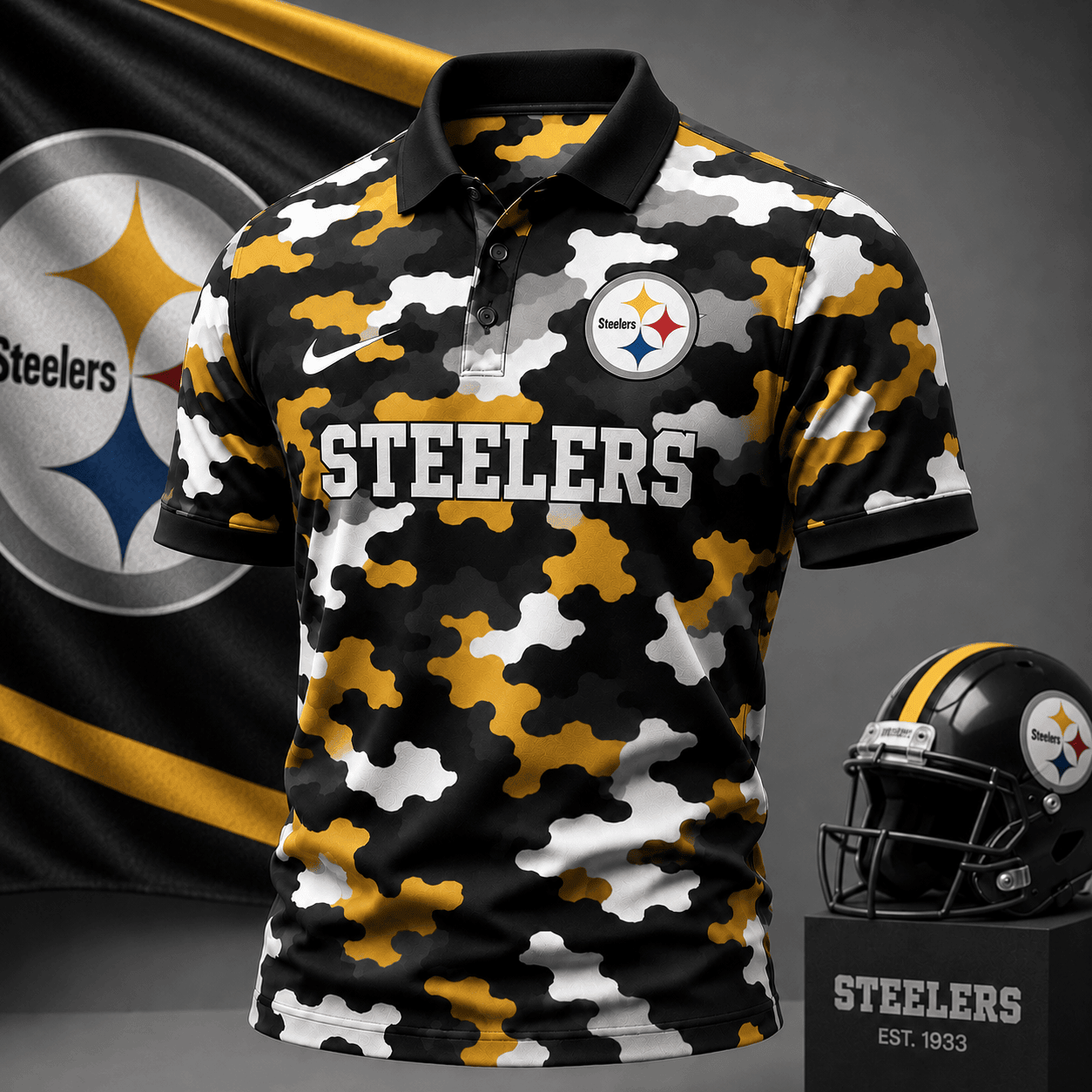 Pittsburgh Steelers | Premium NFL Camo Polo Shirt NY