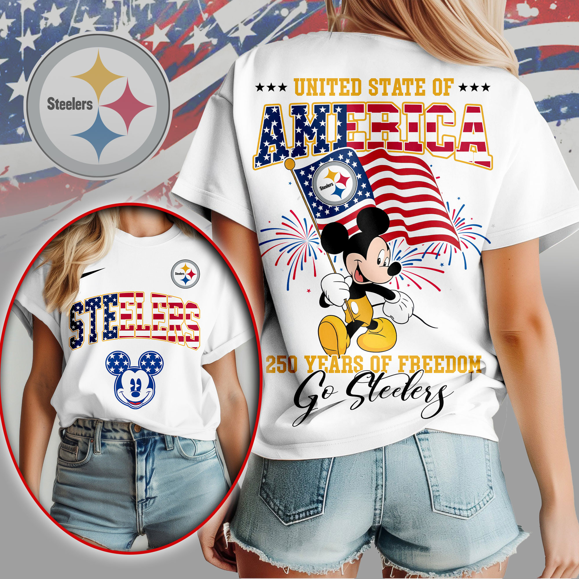 Pittsburgh Steelers | Premium NFL Freedom 250 3D Shirt NY