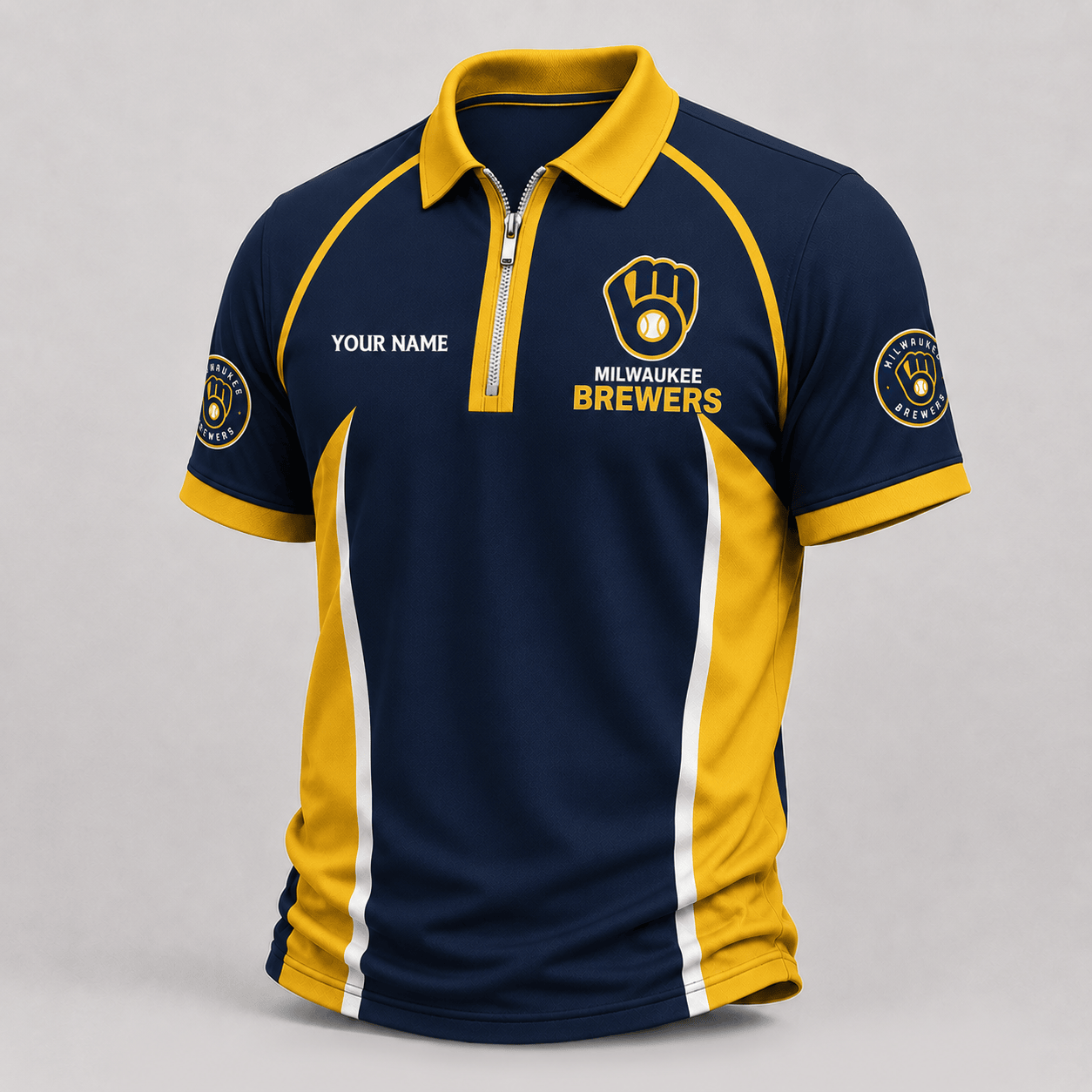 Milwaukee Brewers | Premium MLB Performance Zipper Polo Shirt