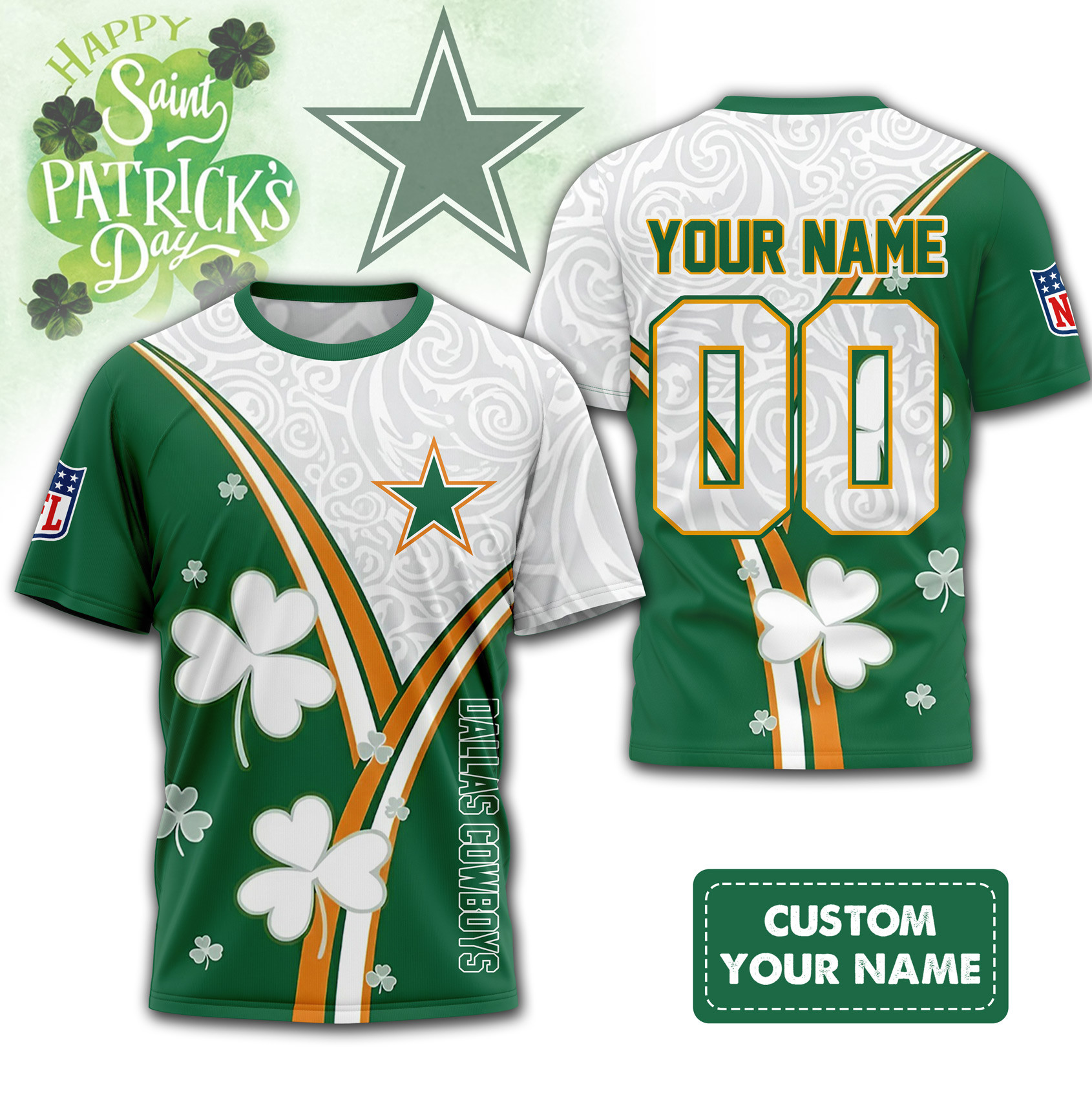 Dallas Cowboys | Premium NFL Personalized Happy St. Pattrick's Day 3D Shirt NP