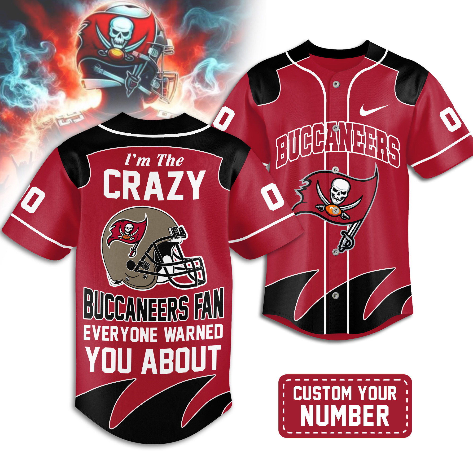 Tampa Bay Buccaneers | Premium NFL Crazy Football Fan Personalized Jersey TD