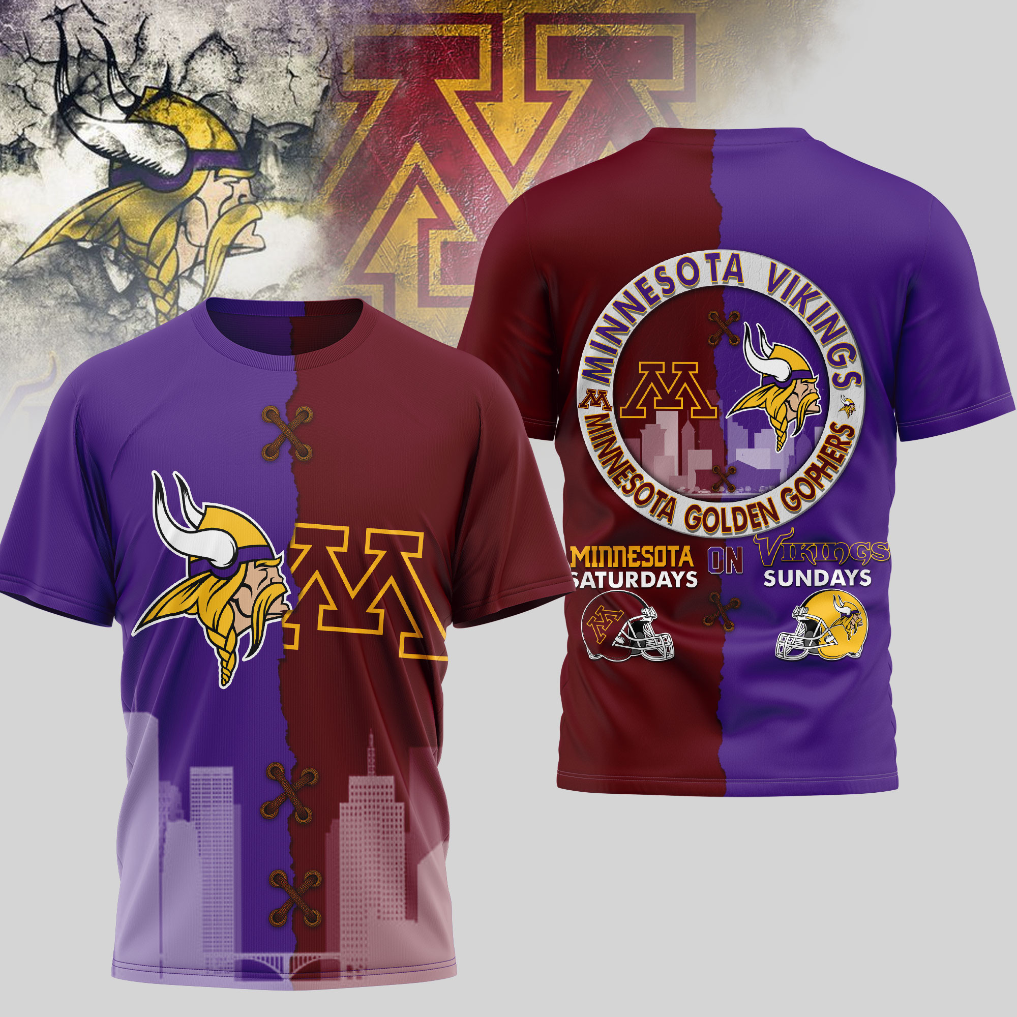 Minnesota Vikings | Premium NFL x NCAA 3D T-shirt TD
