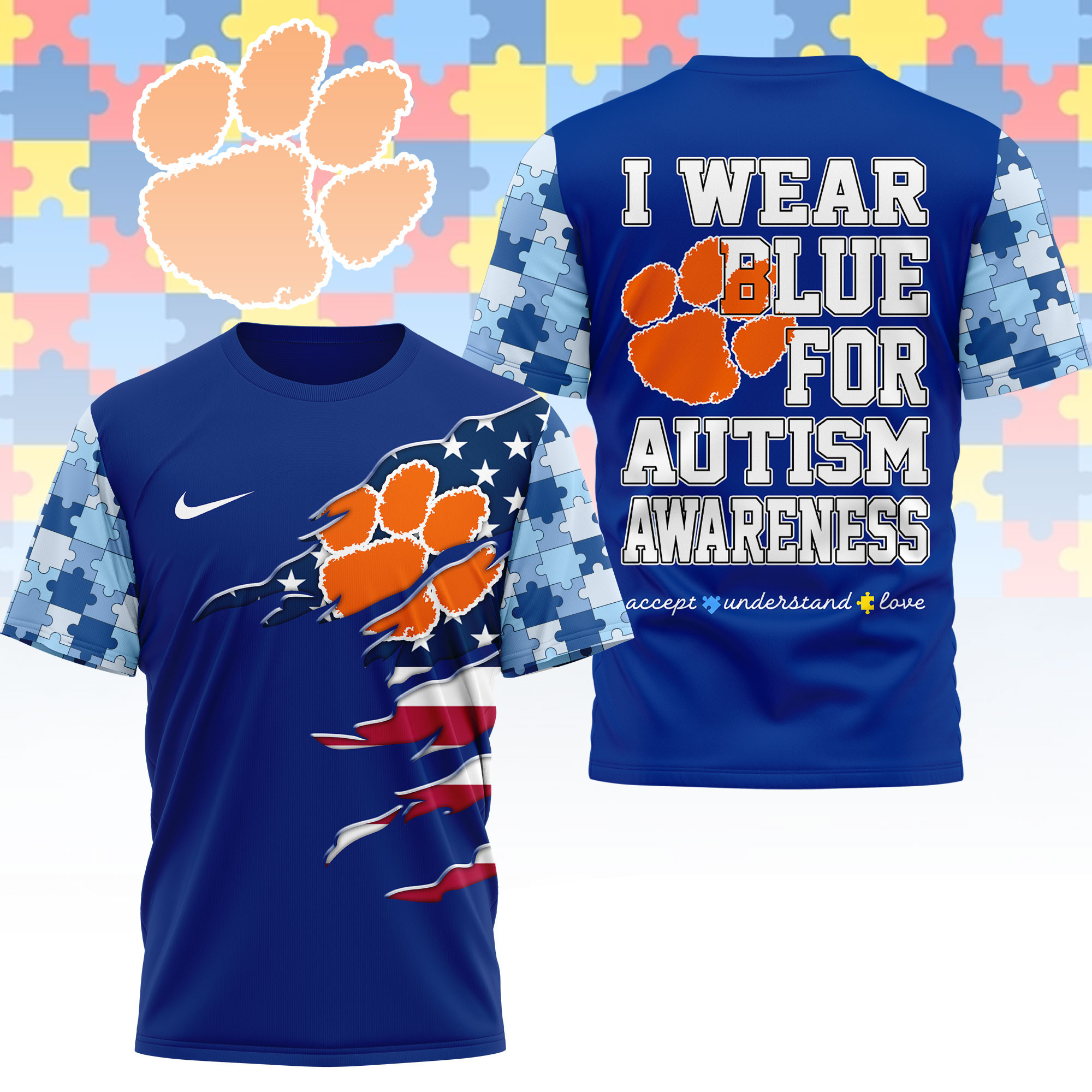 Clemson Tigers | Premium NCAA Autism Strong 3D Shirt NY