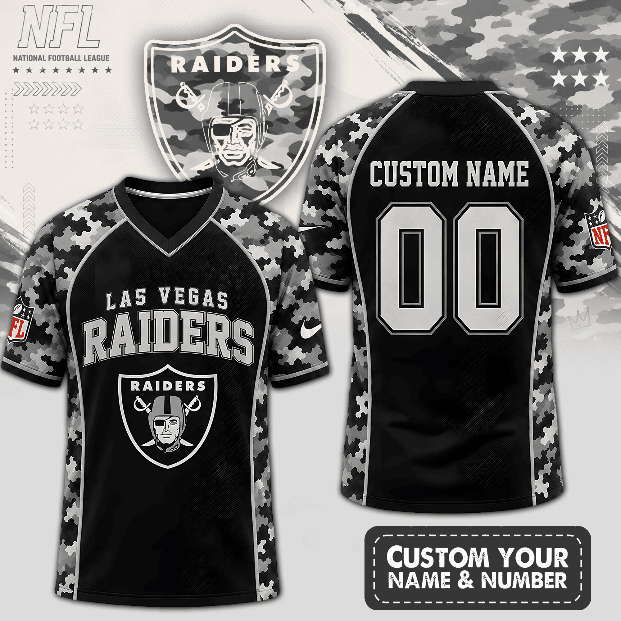 Las Vegas Raiders | Premium NFL Born for Game Day V-Neck Jersey NTH1