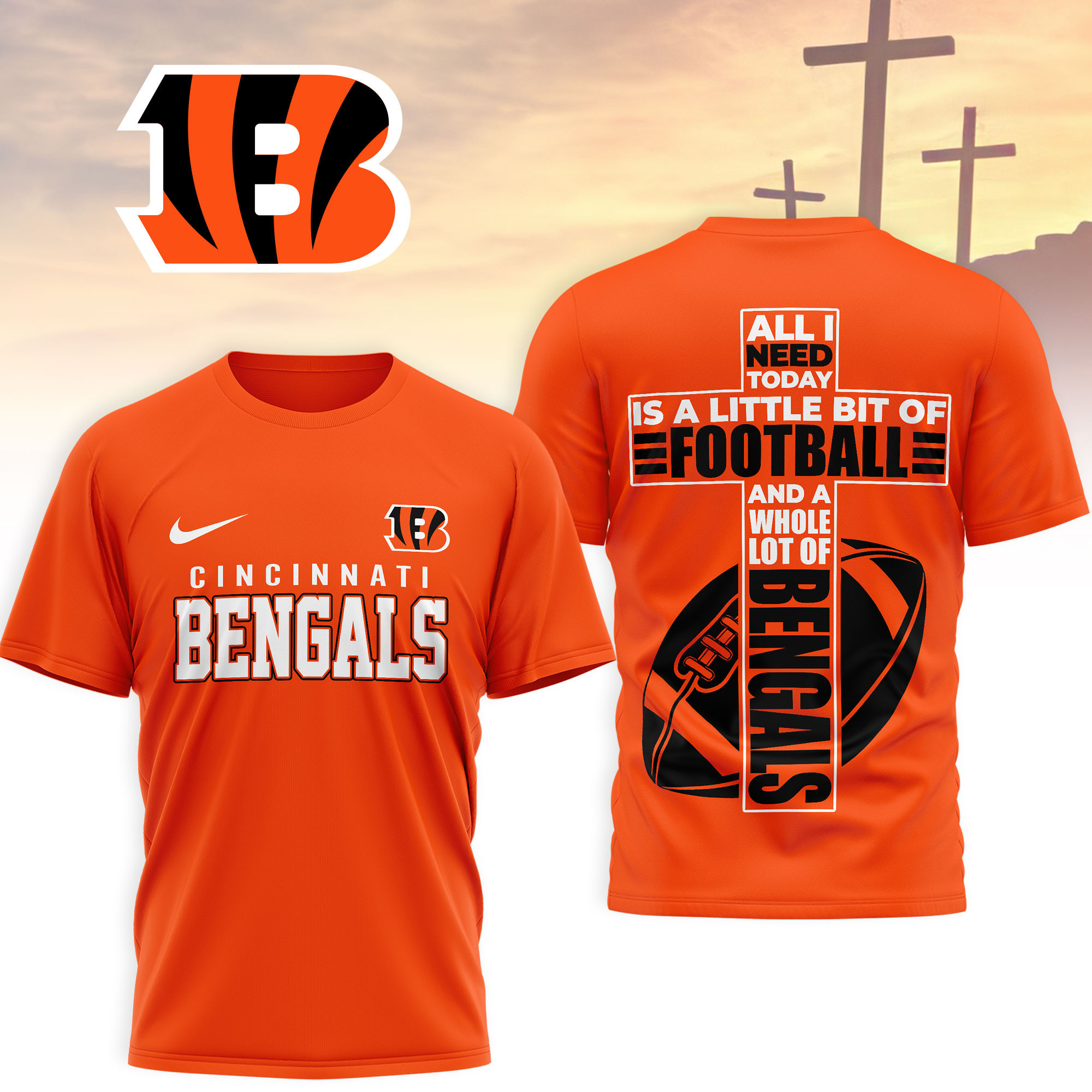 Cincinnati Bengals | Premium NFL Whole Lot of Football Christian Cross 3D Shirt NY