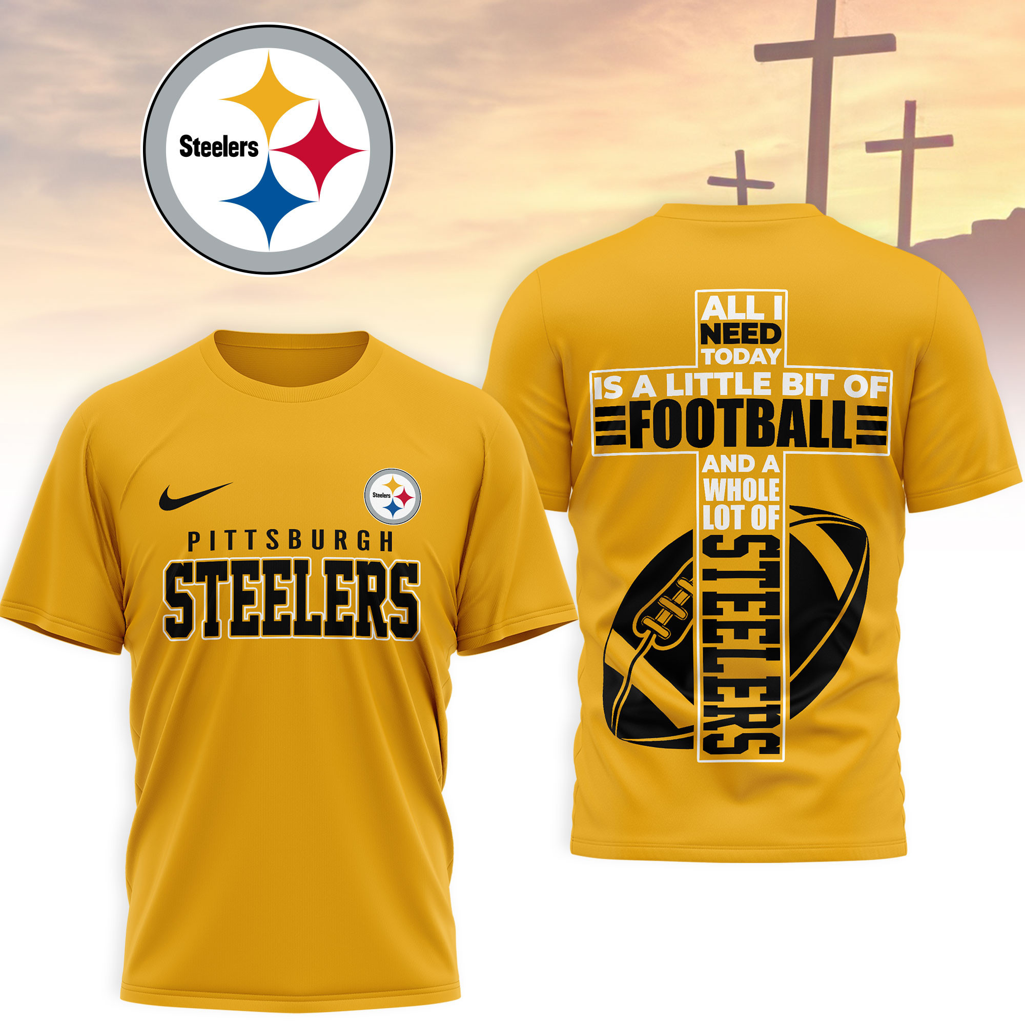 Pittsburgh Steelers | Premium NFL Whole Lot of Football Christian Cross 3D Shirt NY