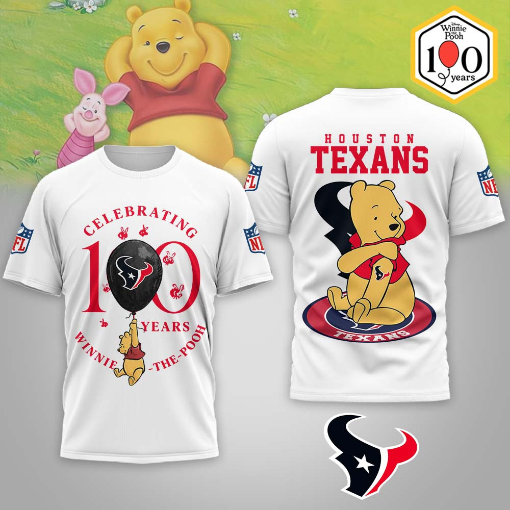 Houston Texans | Premium NFL Winnie The Pooh 100th Anniversary 3D Shirt MM