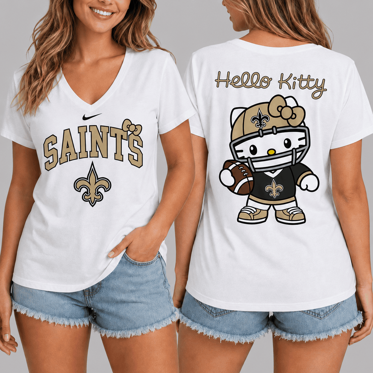 New Orleans Saints | Premium NFL Hello Kitty Football T-shirt TD