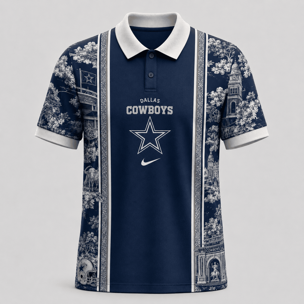 Dallas Cowboys | Premium NFL Heritage Cityscape Polo Shirt for Loyal Fans TD