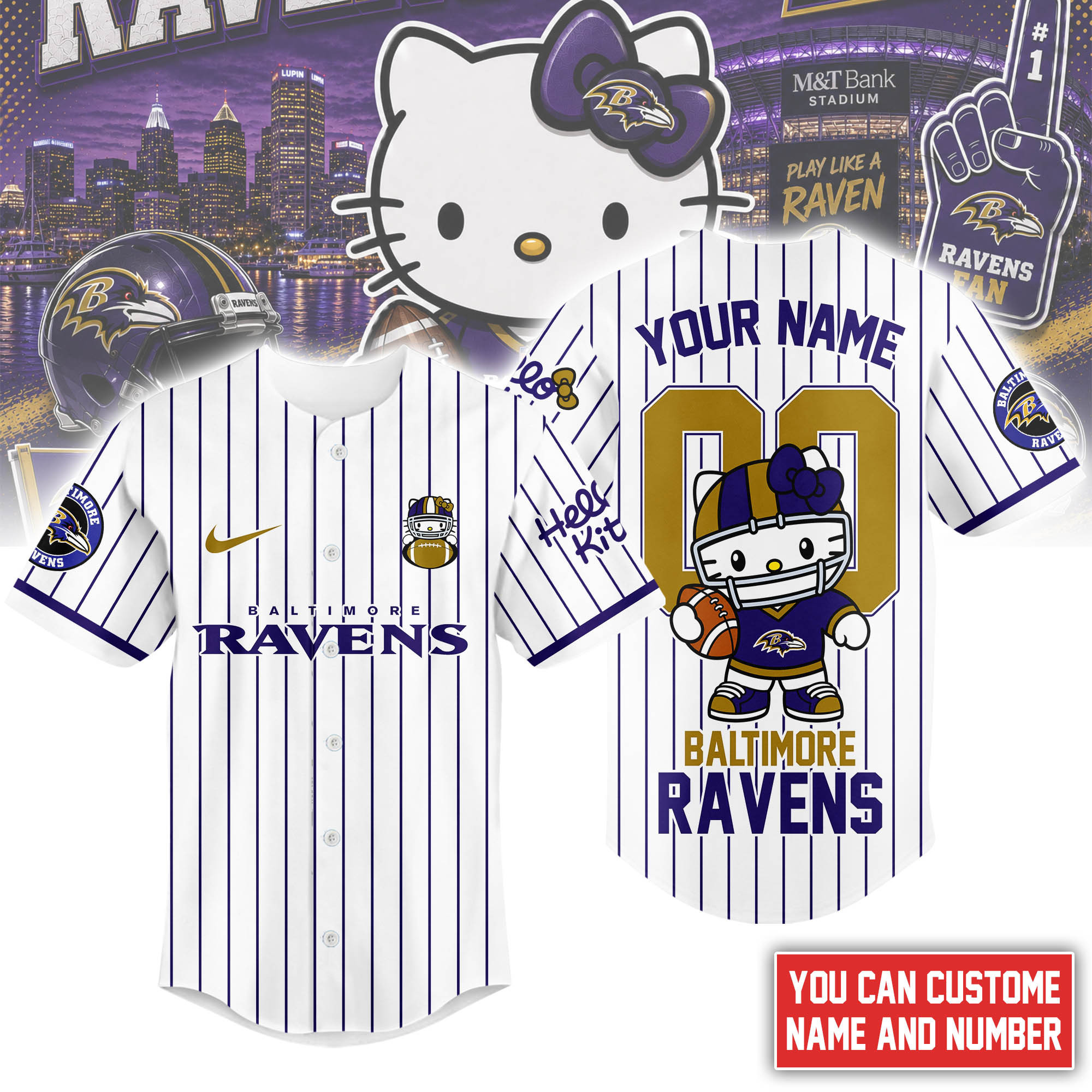 Baltimore Ravens | Premium NFL Kitty Game Day Custom Jersey Shirt NTH1