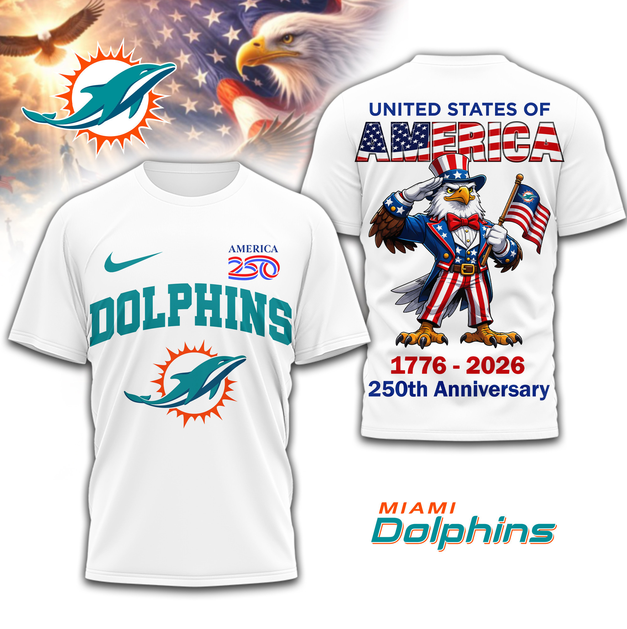 Miami Dolphins | Premium NFL American 250 3D Shirt TD
