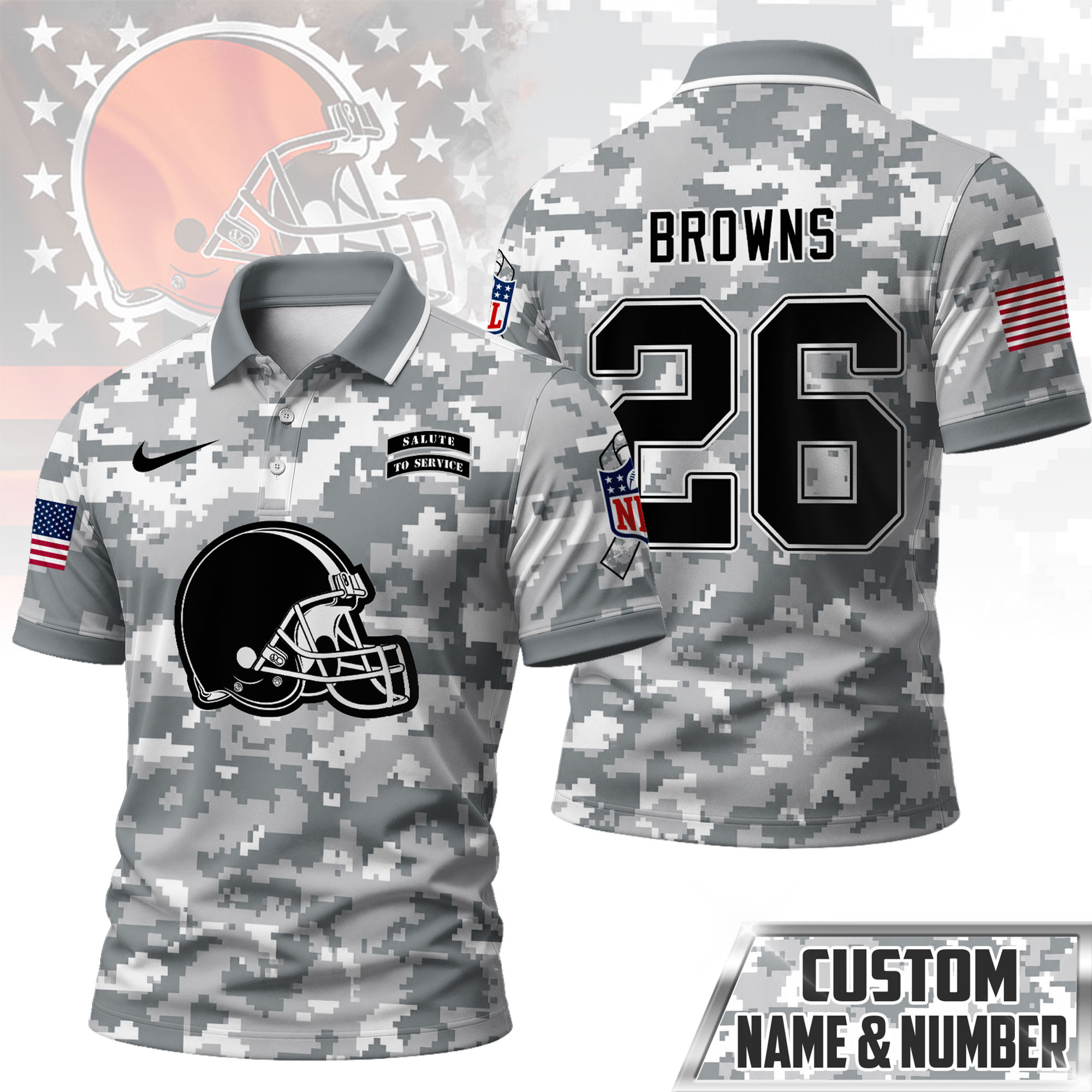 Cleveland Browns | Premium NFL Salute To Service Camo Polo Shirt NY