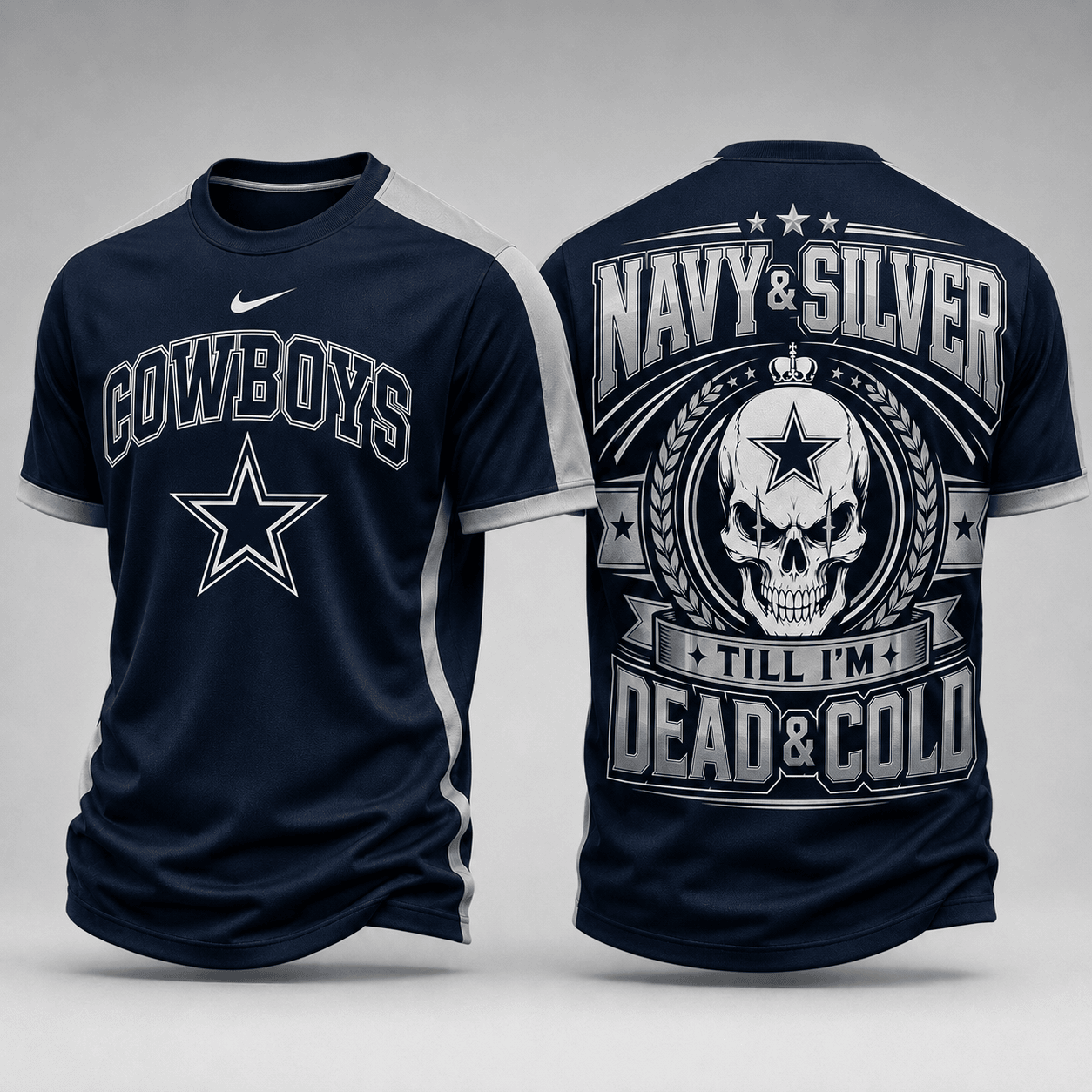 Dallas Cowboys | Premium NFL Till I’m Dead Forever Skull Fan Pride 3D Shirt TD