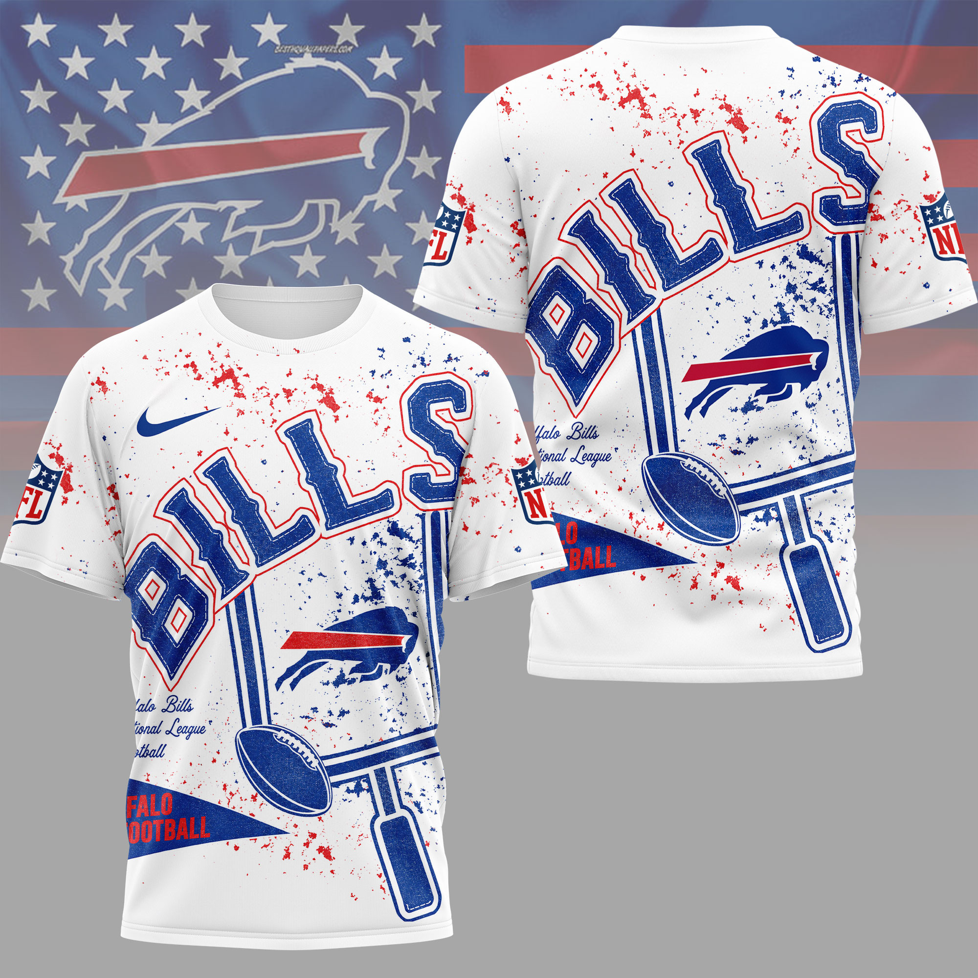 Buffalo Bills | Premium NFL Vintage Splatter Graphic 3D Shirt NY