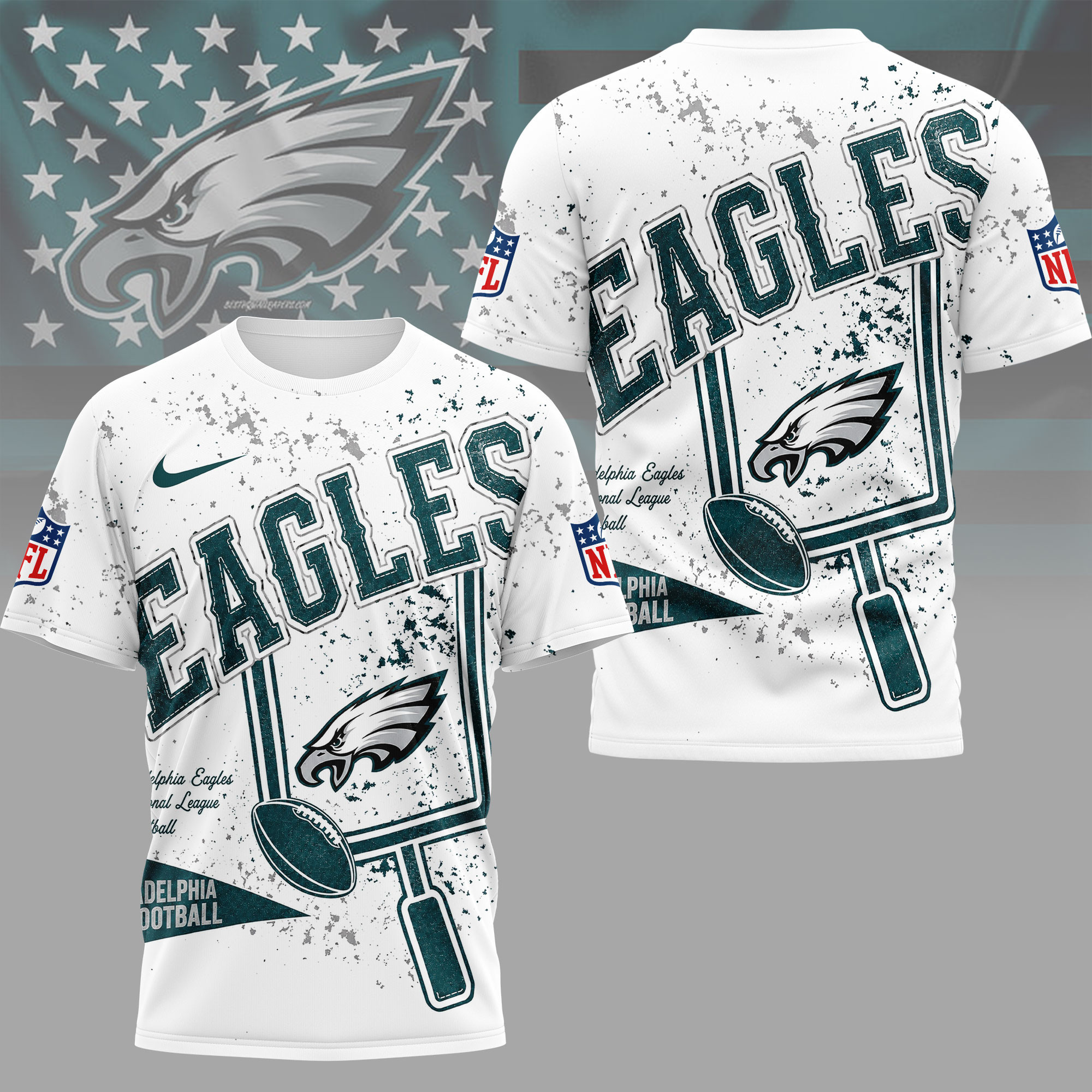 Philadelphia Eagles | Premium NFL Vintage Splatter Graphic 3D Shirt NY